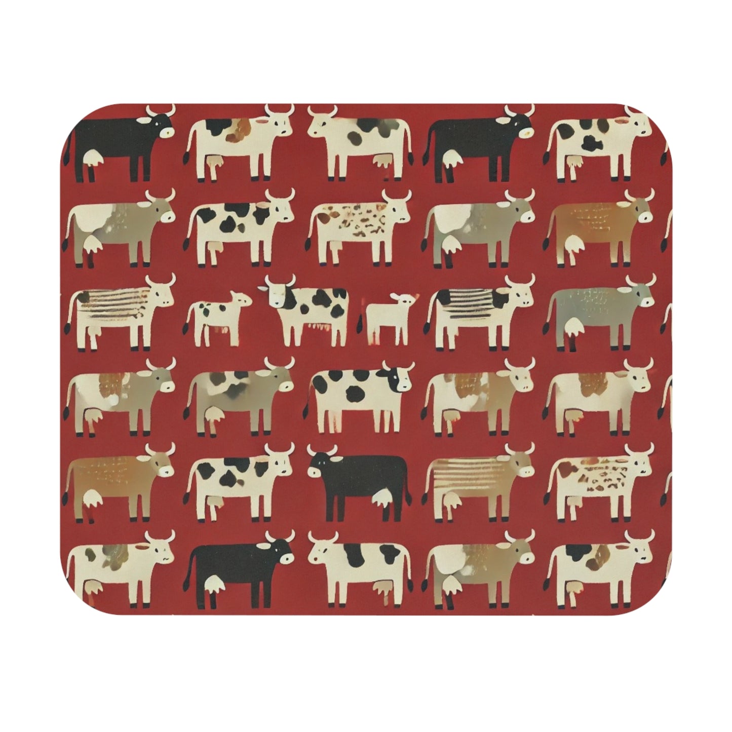 Primitive Boho-Style Farm Cow Mousepad