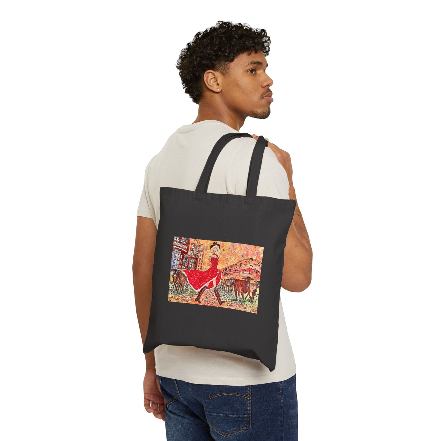 "Singing Cowgirl" Stylish Cotton Canvas Tote Bag