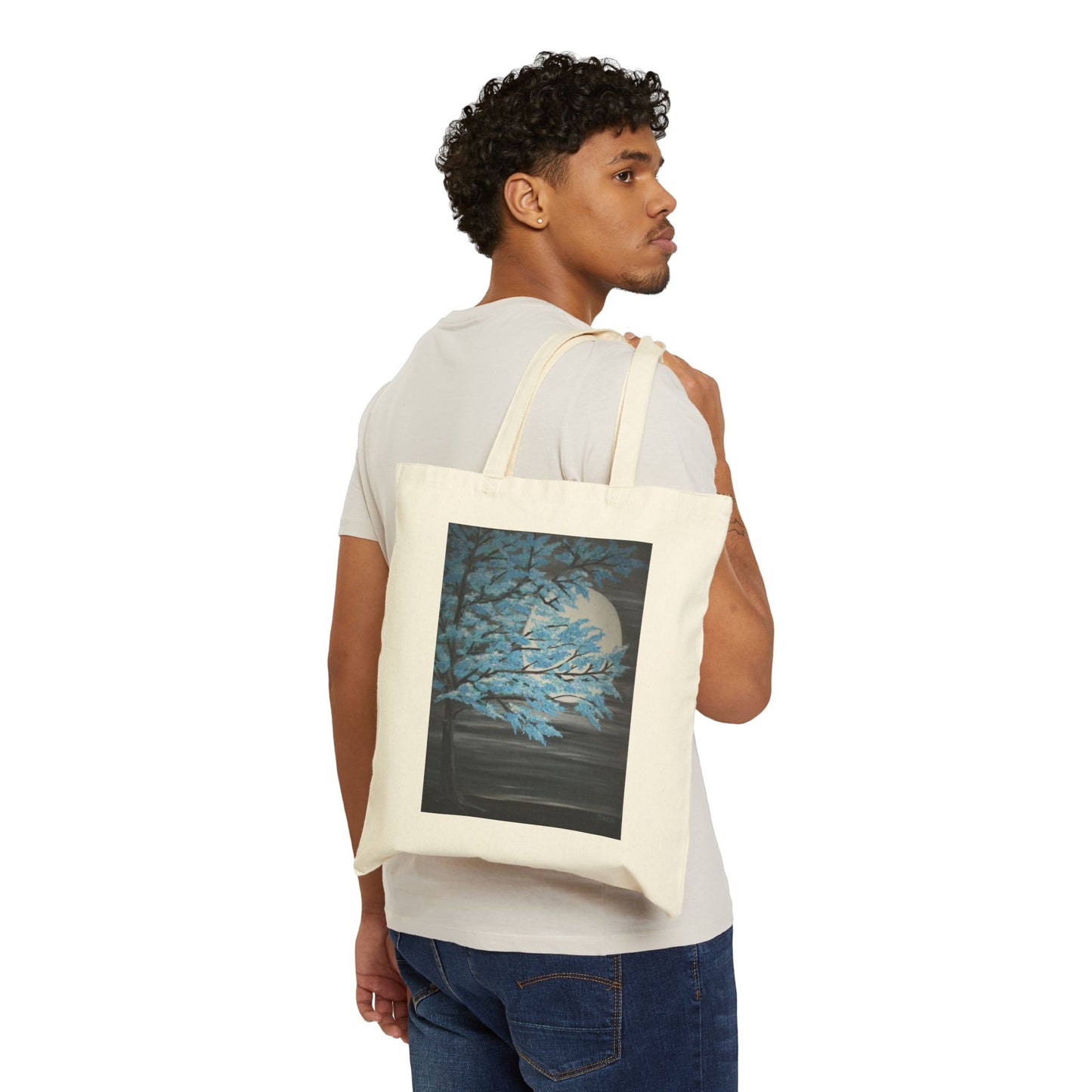 "Moon Lit Tree" Stylish Cotton Canvas Tote Bag
