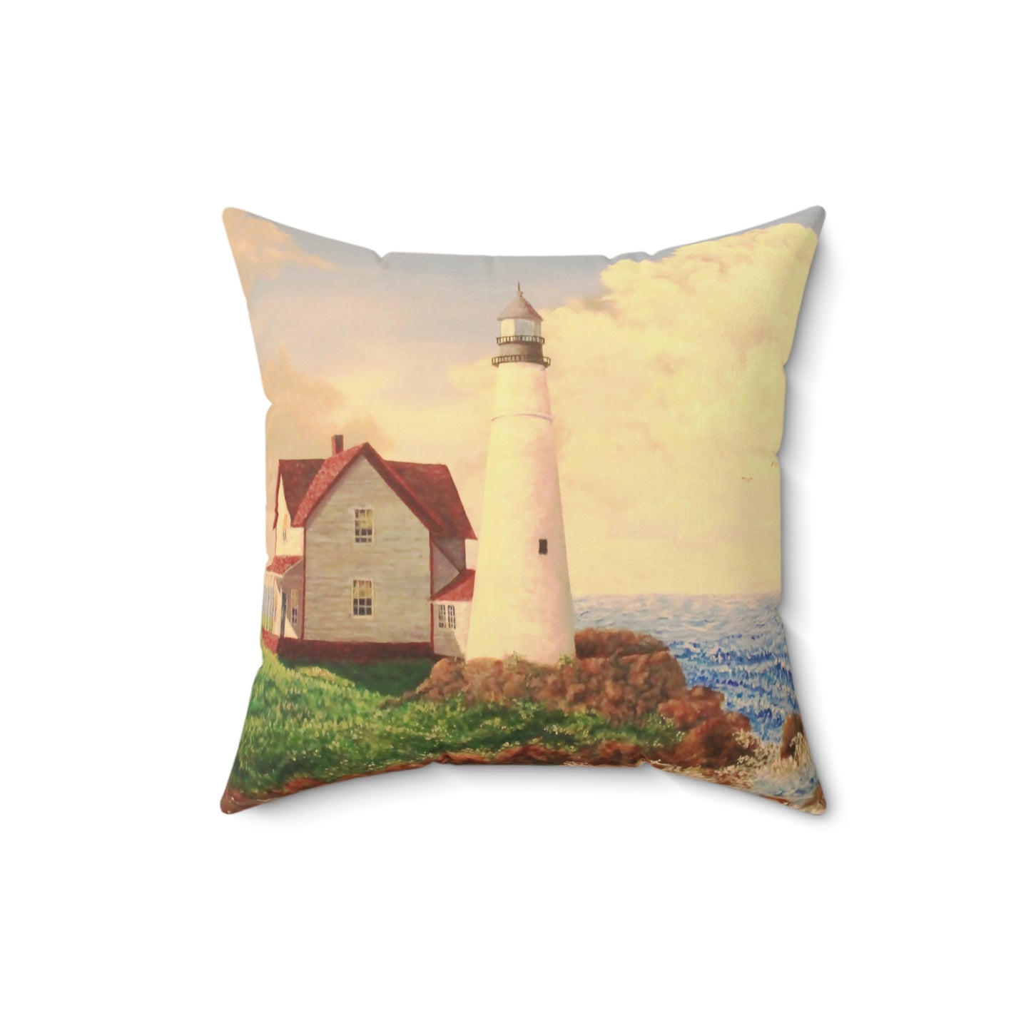 The Lighthouse Faux Suede Square Pillow