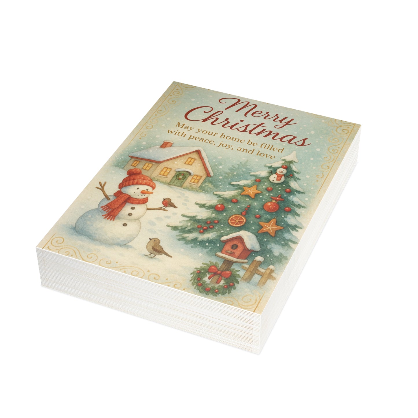Snowman Merry Christmas Postcard Bundles (envelopes not included)