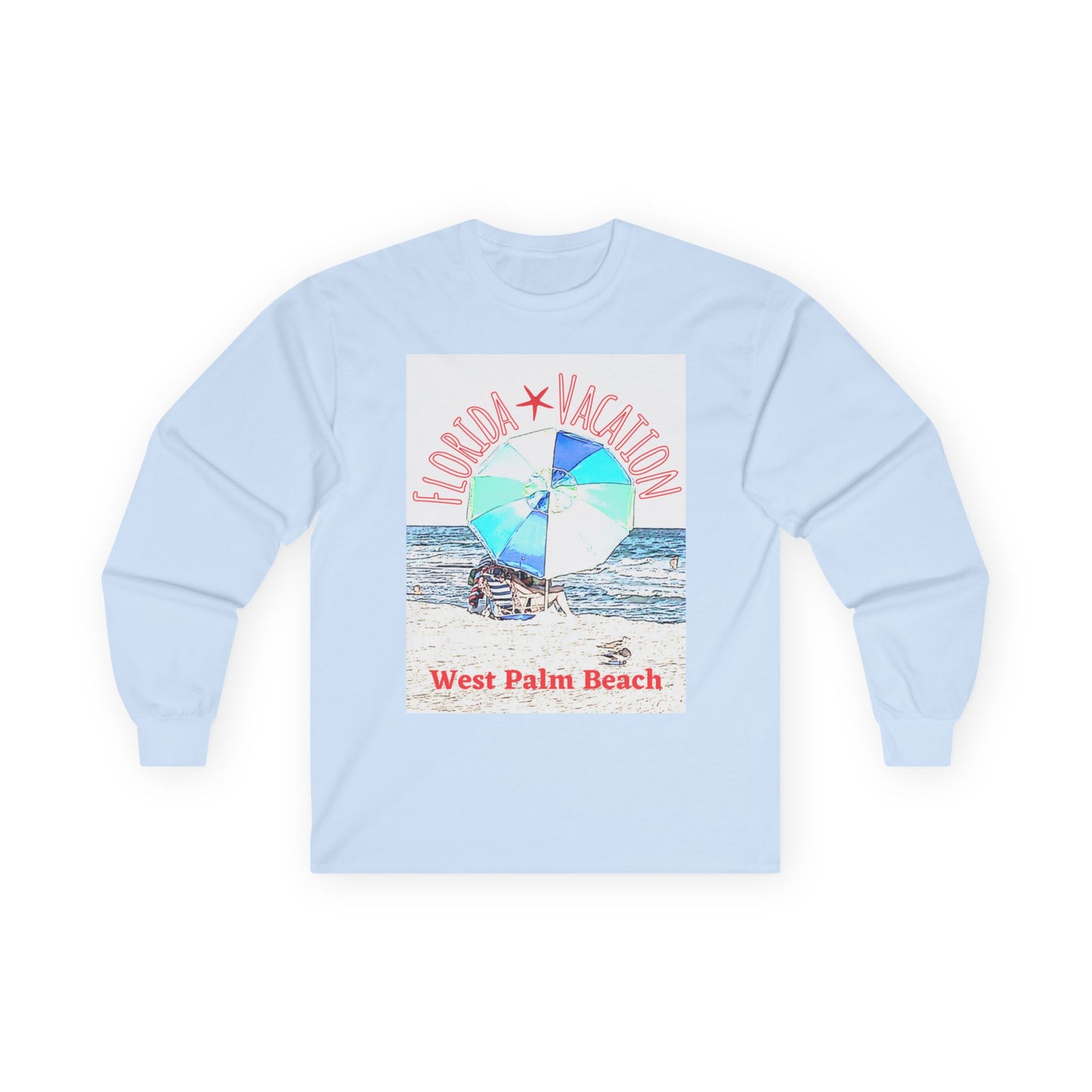 "Florida Vacation West Palm Beach" Long Sleeve Casual Unisex Tee Shirt