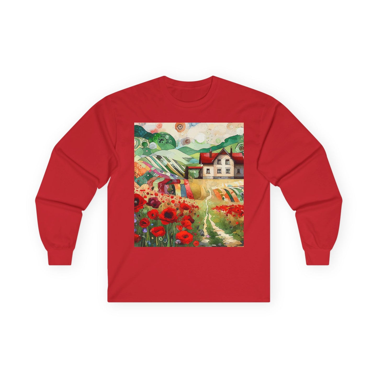 "Poppy Hill House" Long Sleeve Casual Unisex Tee Shirt