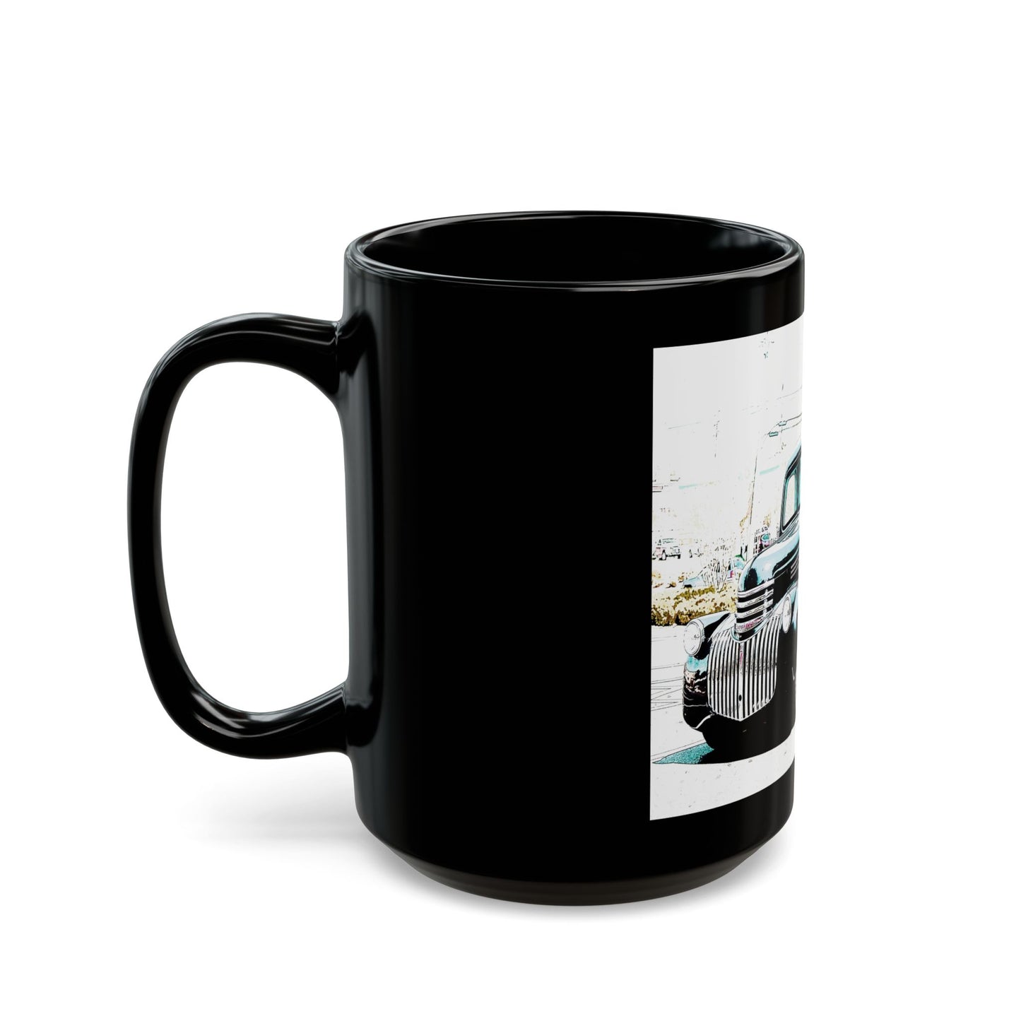 Vintage Black Truck - 11 oz or 15 oz Ceramic Black Mugs