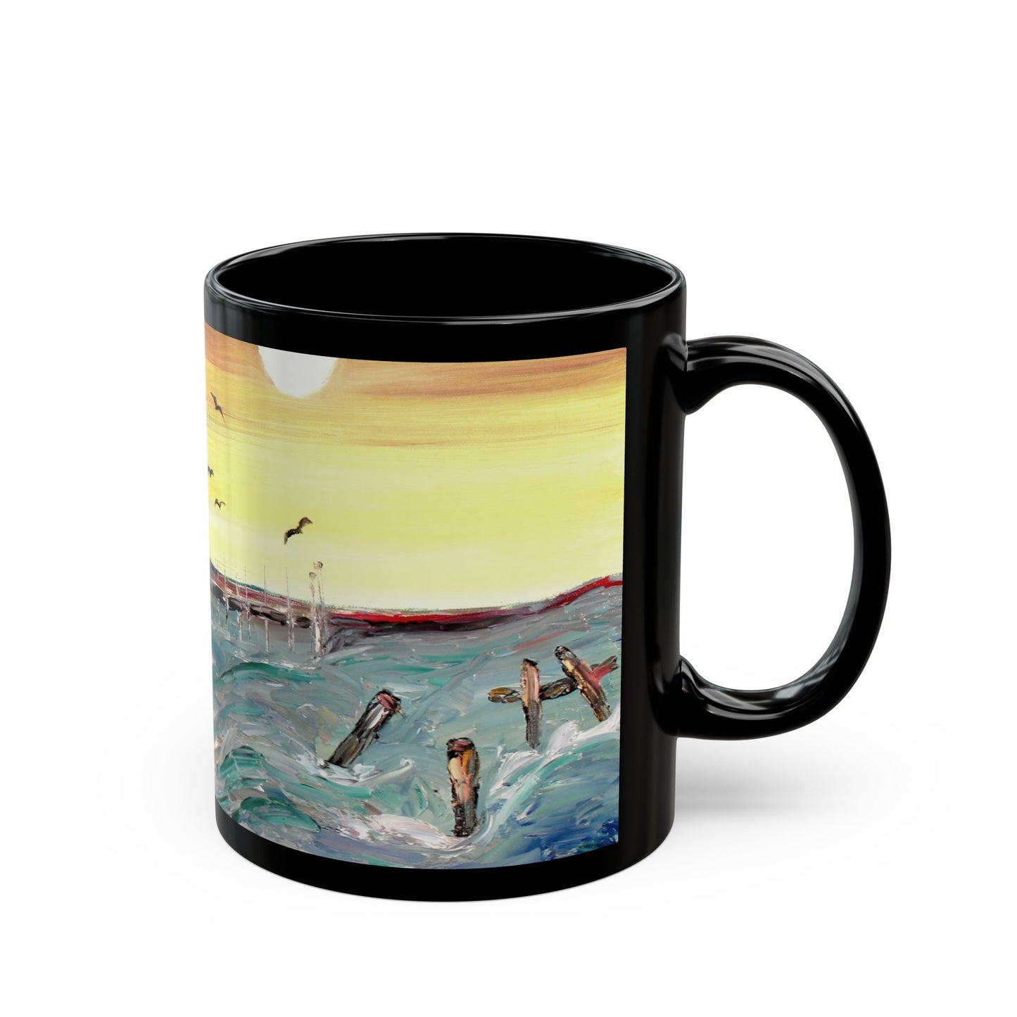 Can't Get Enough of the Mississippi Coast- 11 oz or 15 oz Ceramic Black Mugs