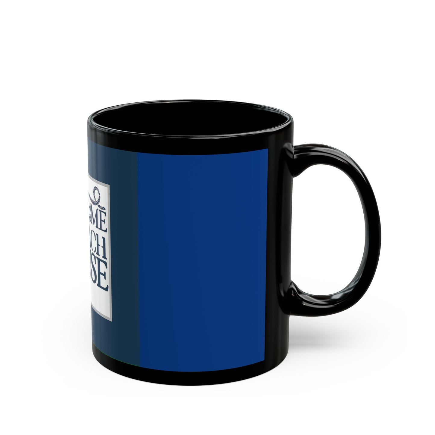 Navy Blue Welcome to our Beach House - 11 oz or 15 oz Ceramic Black Mugs