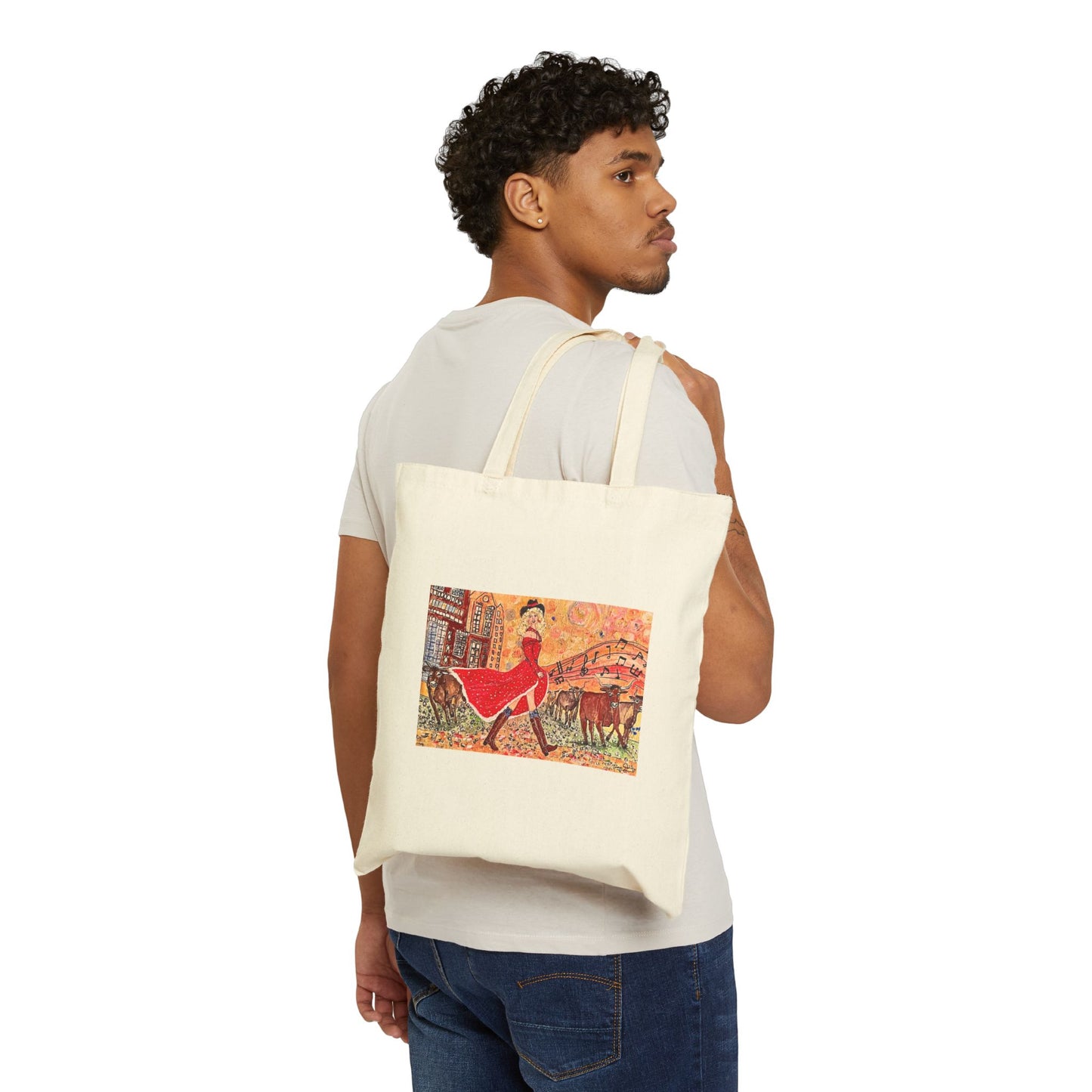 "Singing Cowgirl" Stylish Cotton Canvas Tote Bag