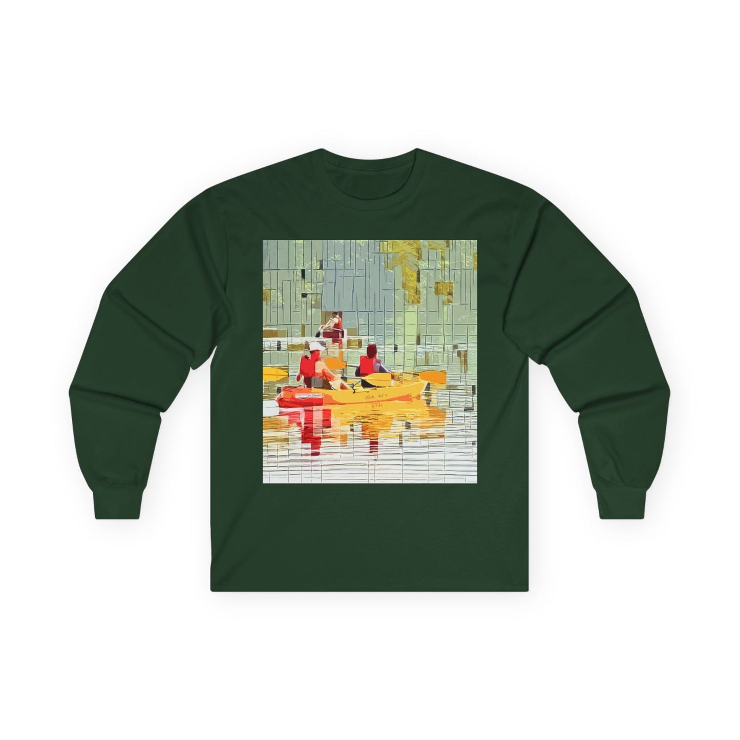 "Kayak in the River" Long Sleeve Casual Unisex Tee Shirt