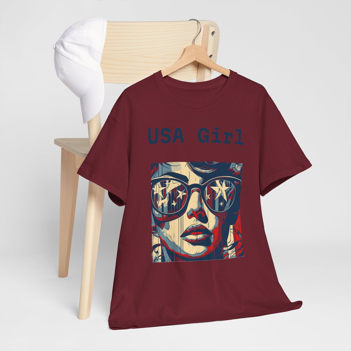 "USA Girl" - Amazing Unisex Heavy Cotton Short Sleeve Tee Shirts!