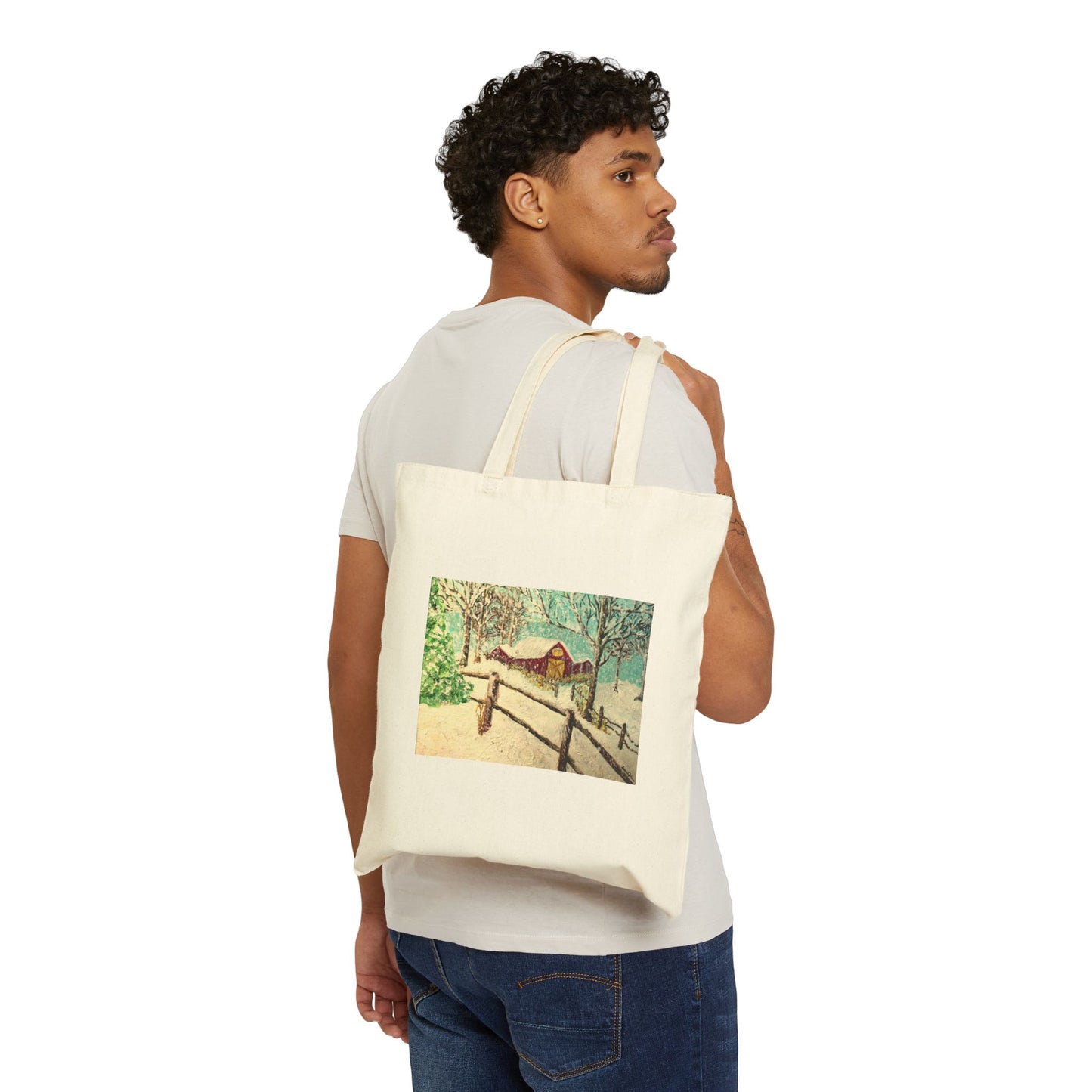 "Snowy Christmas Morning" Stylish Cotton Canvas Tote Bag