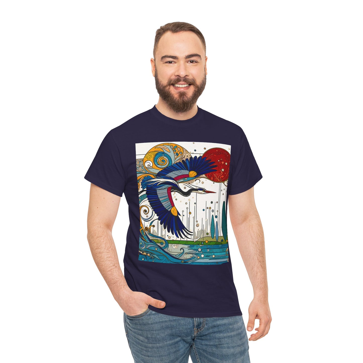 Blue Heron - Amazing Unisex Heavy Cotton Short Sleeve Tee Shirts!
