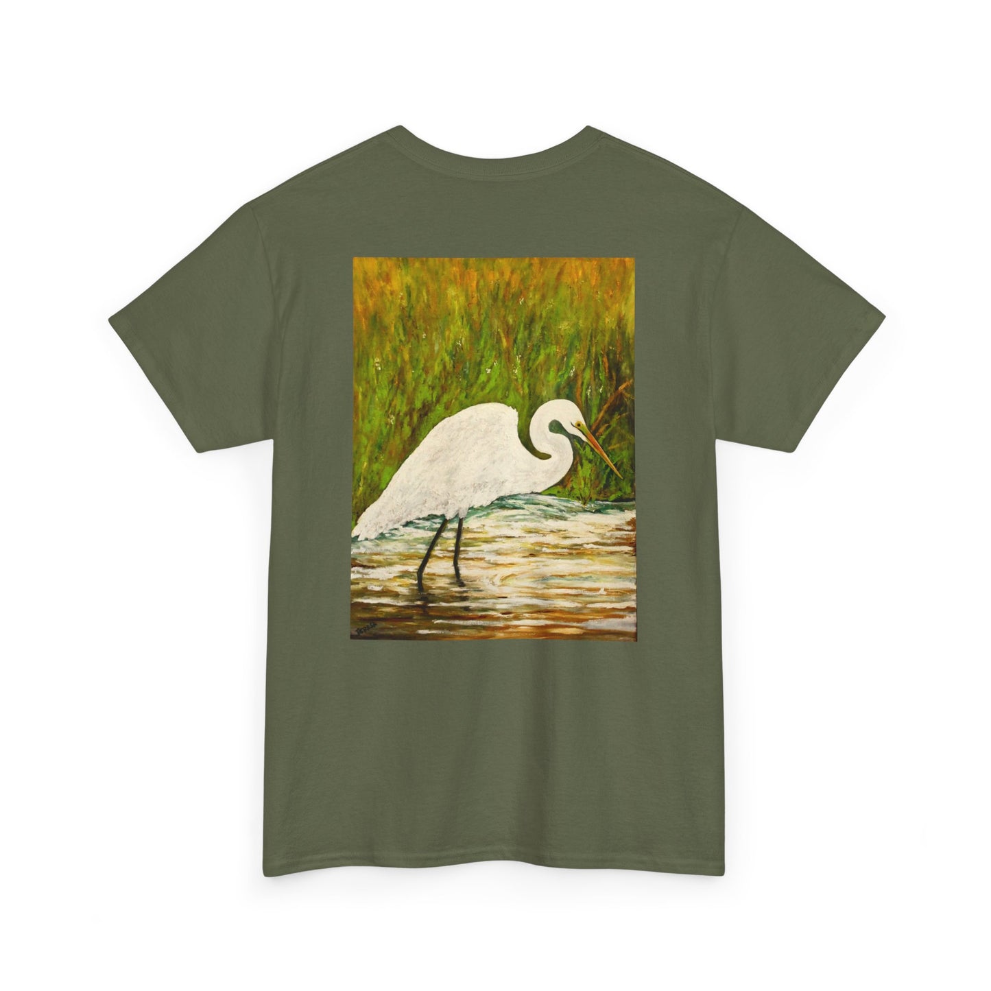 White Egret- Amazing Unisex Heavy Cotton Short Sleeve Tee Shirts!
