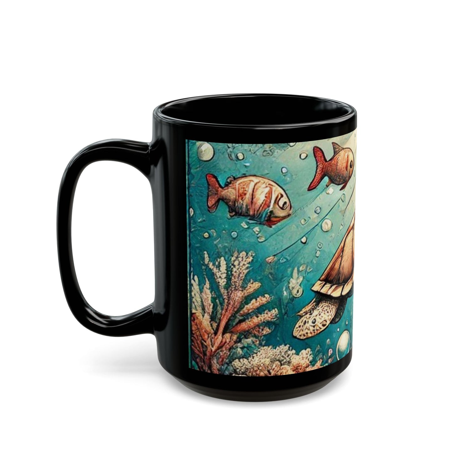 Sea Turtle- 11 oz or 15 oz Ceramic Black Mugs