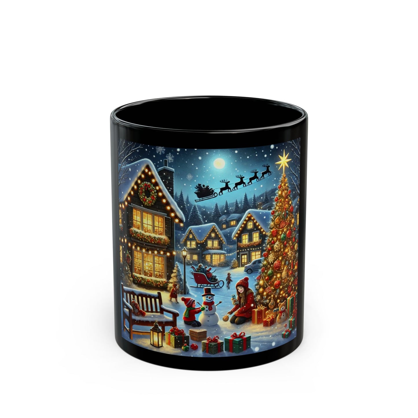 Santa is coming - 11 oz or 15 oz Ceramic Black Mugs
