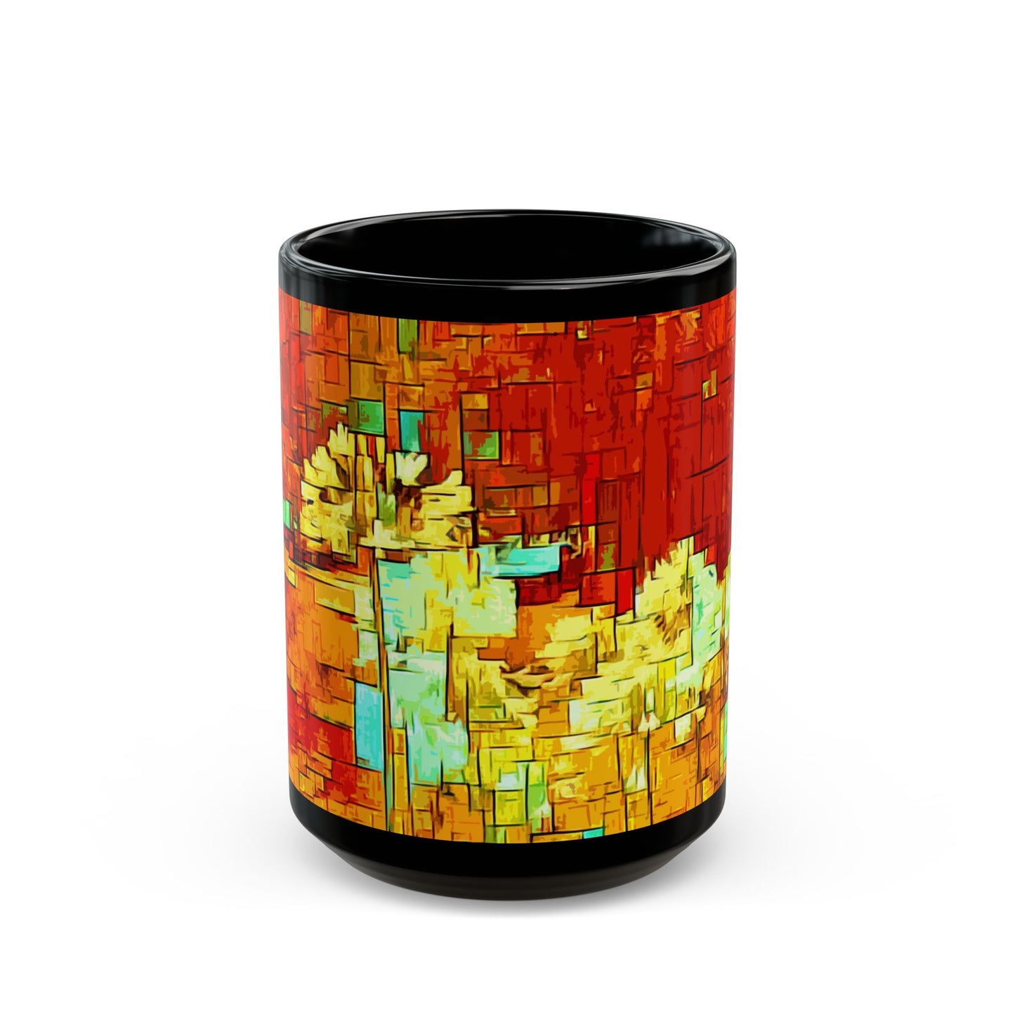 Modern Flowers- 11 oz or 15 oz Ceramic Black Mugs