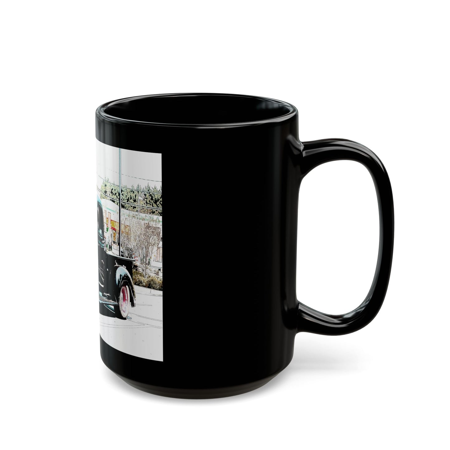 Vintage Black Truck - 11 oz or 15 oz Ceramic Black Mugs