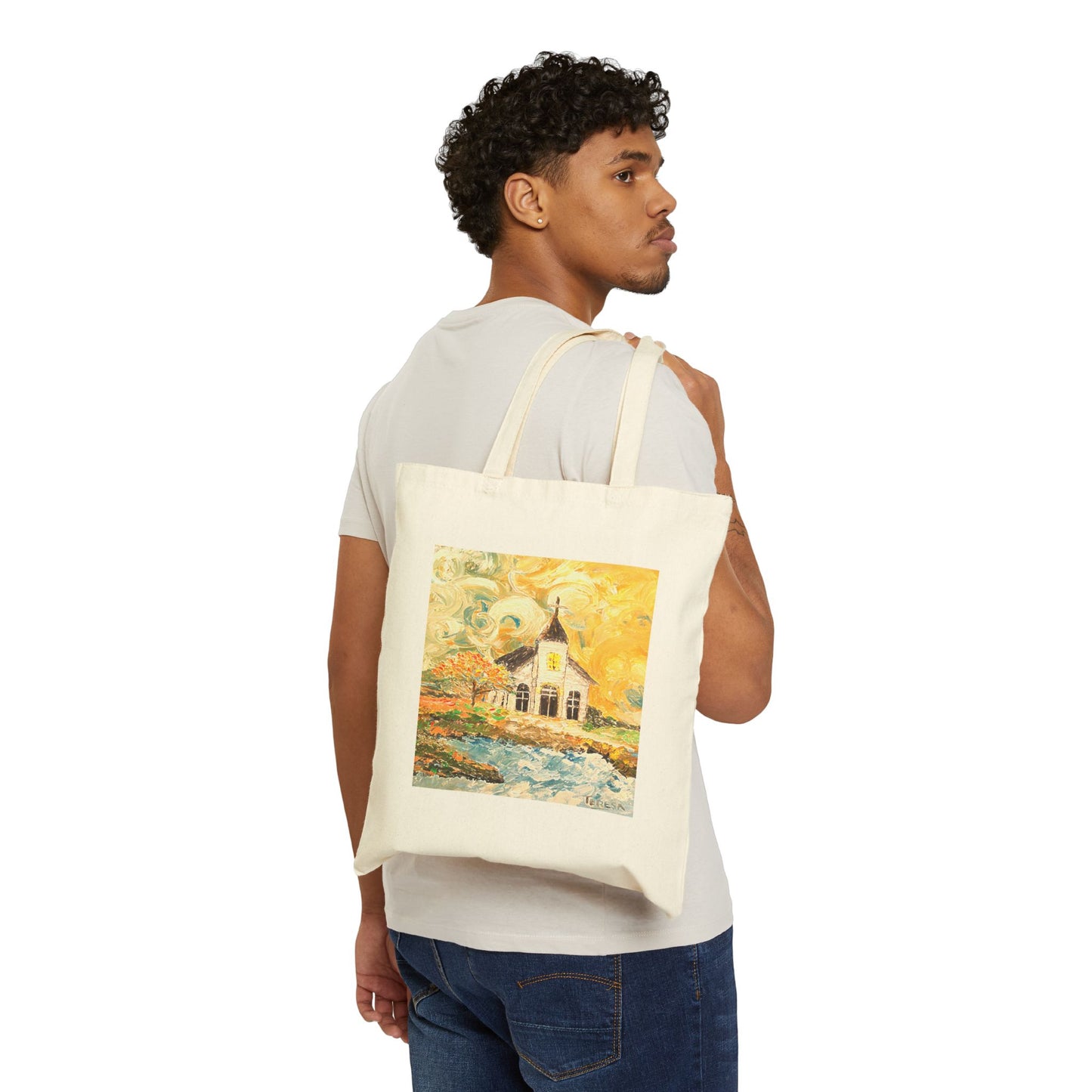 "Coastal Church" Stylish Cotton Canvas Tote Bag
