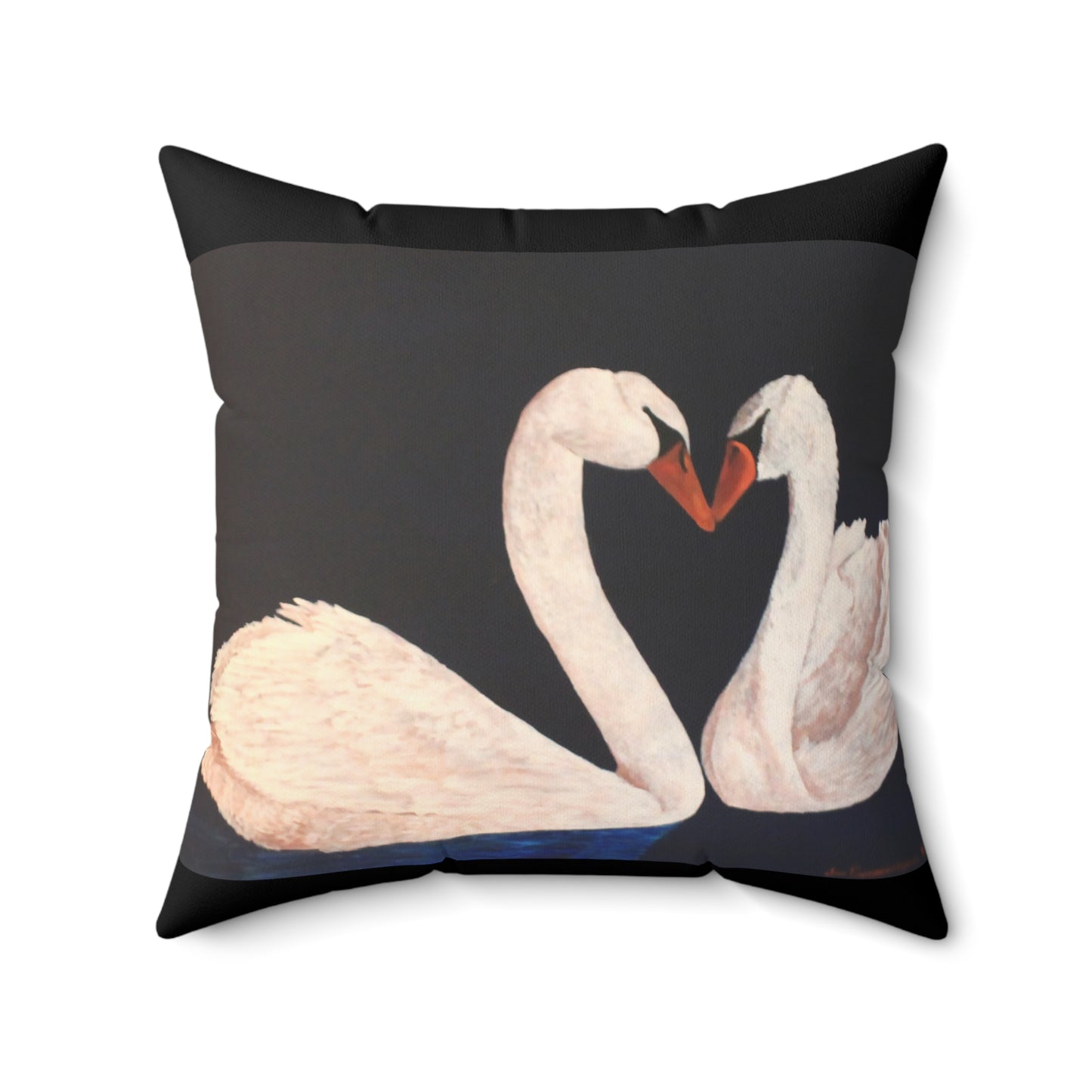 Peaceful Swans Faux Suede Square Pillow