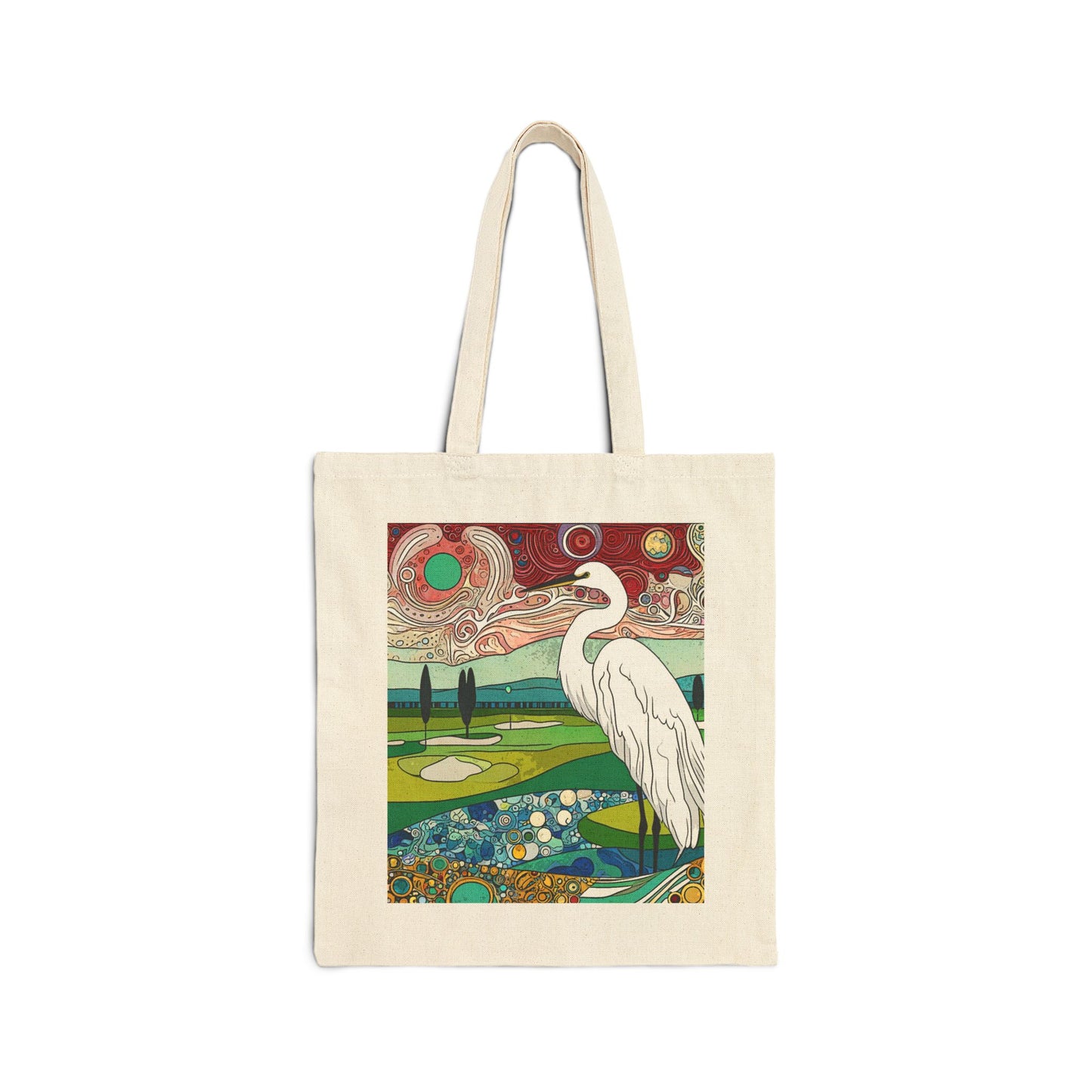 "Florida Egret" Stylish Cotton Canvas Tote Bag