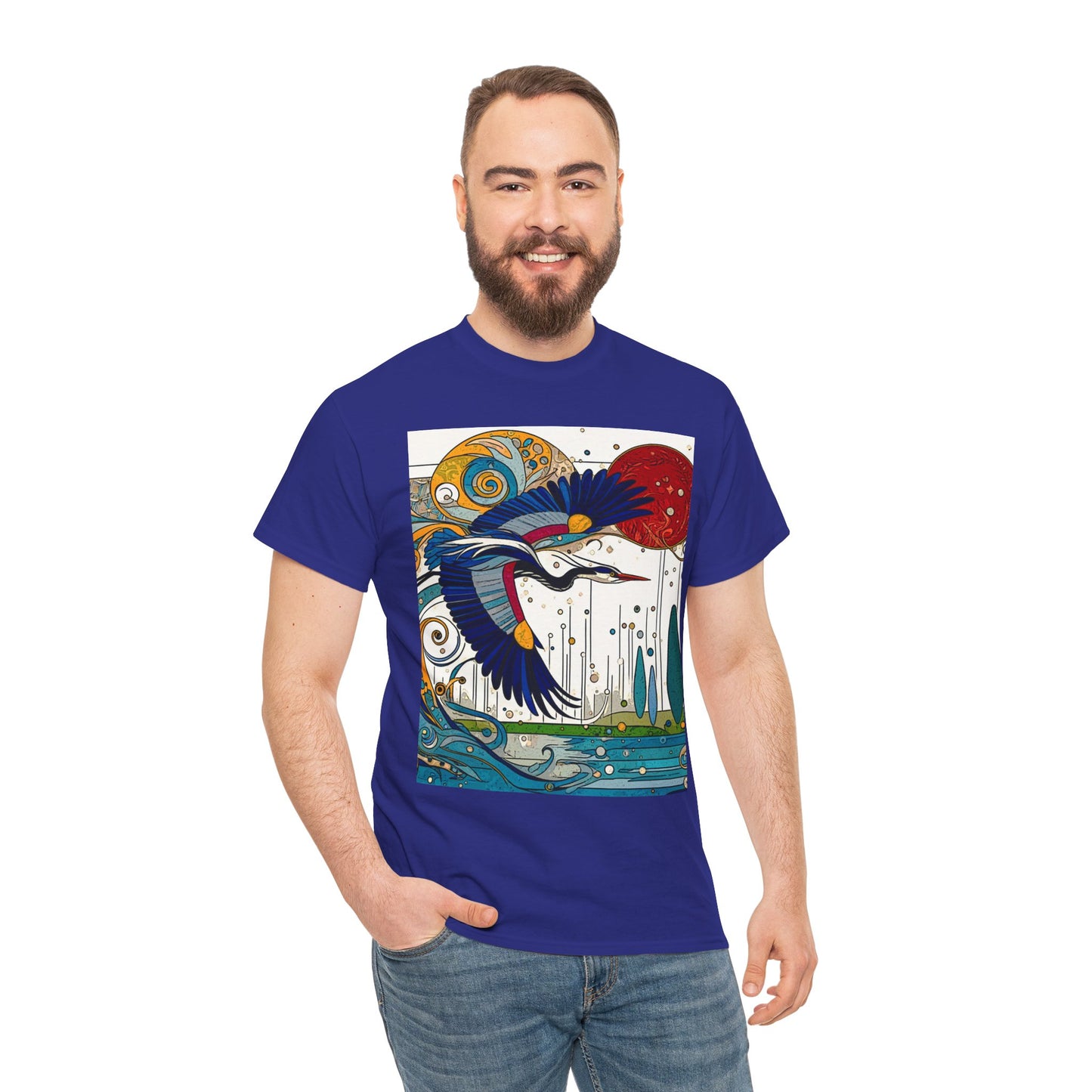 Blue Heron - Amazing Unisex Heavy Cotton Short Sleeve Tee Shirts!