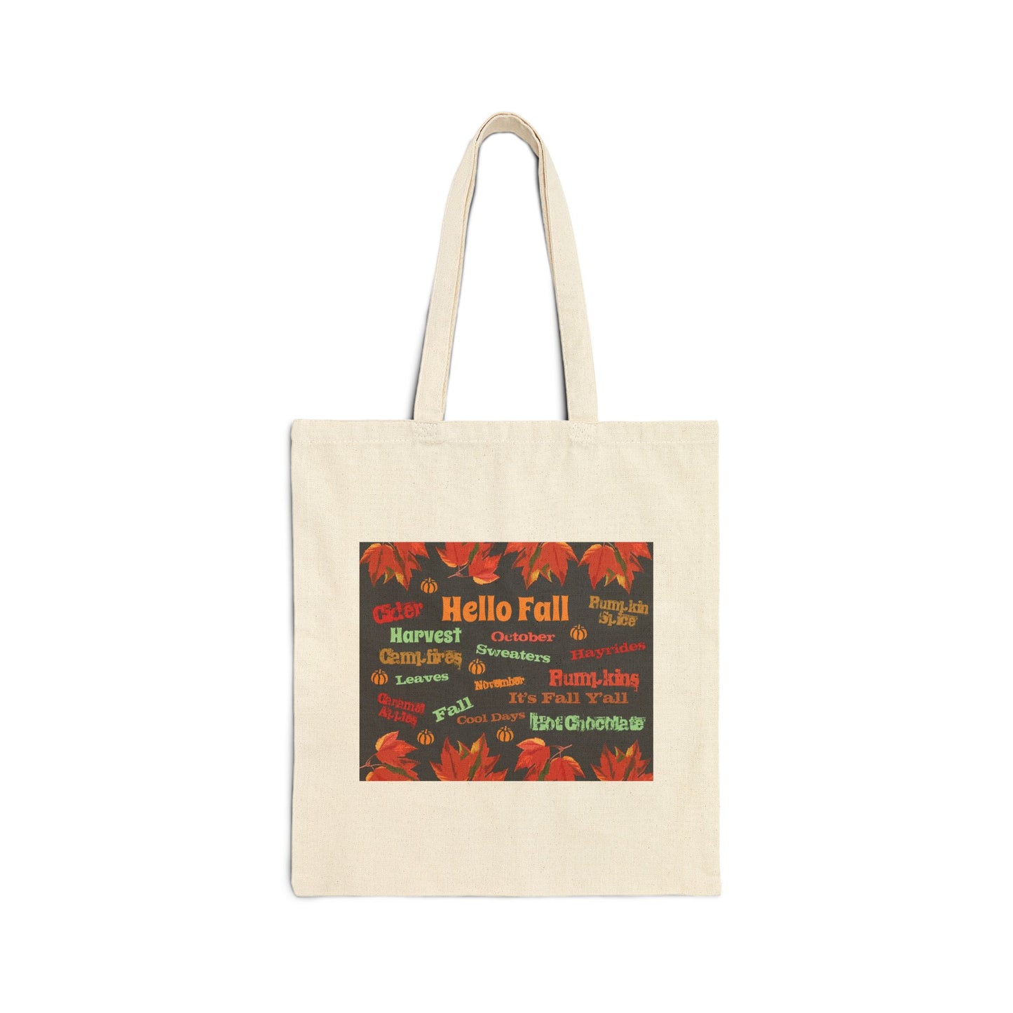 "Hello Fall" Stylish Cotton Canvas Tote Bag