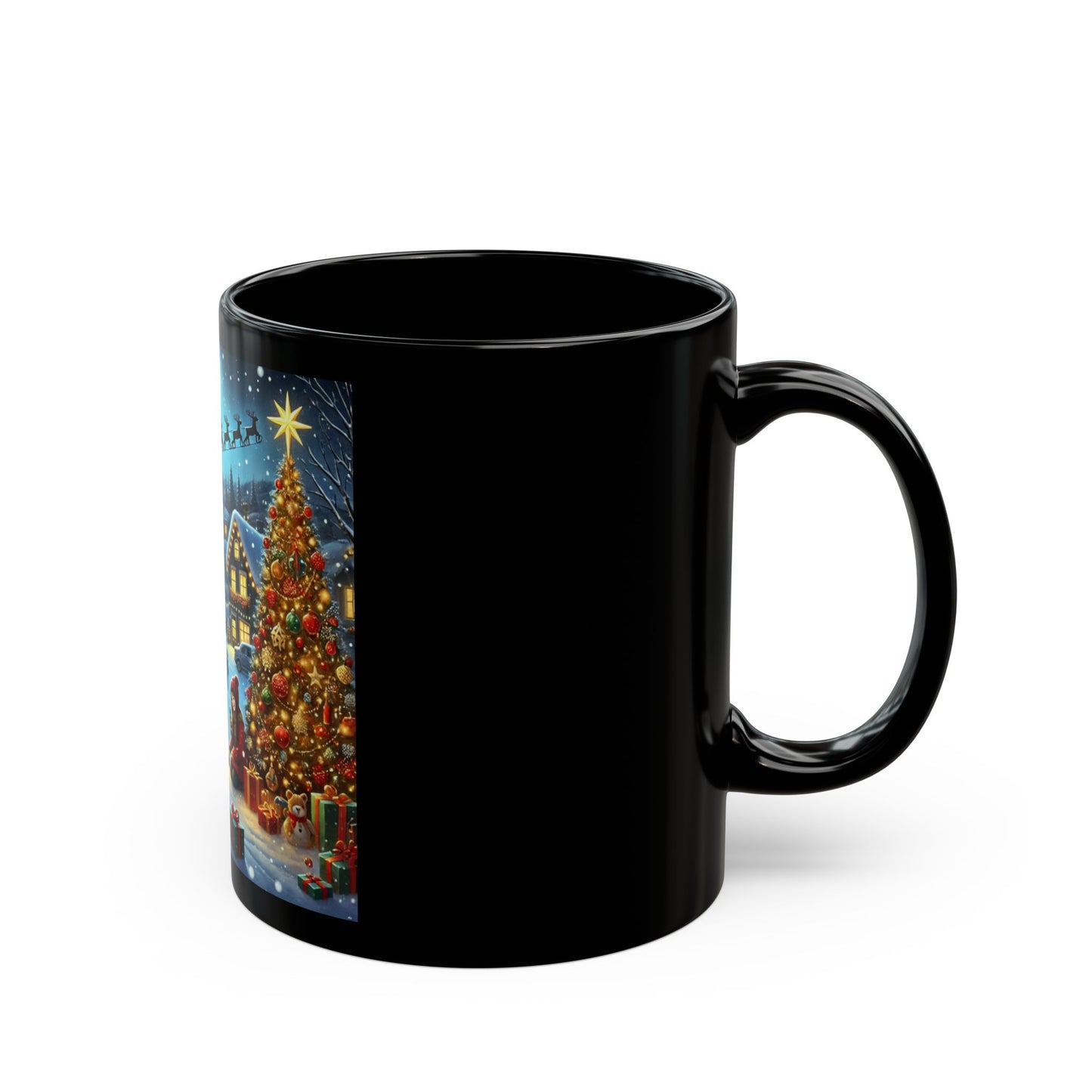 Santa is coming - 11 oz or 15 oz Ceramic Black Mugs