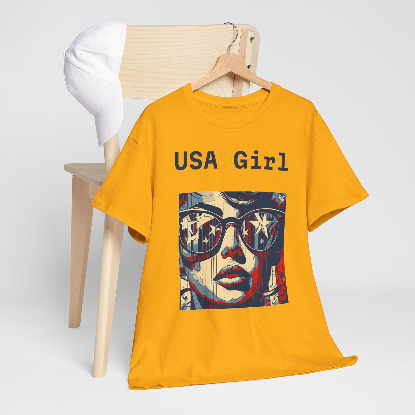 "USA Girl" - Amazing Unisex Heavy Cotton Short Sleeve Tee Shirts!