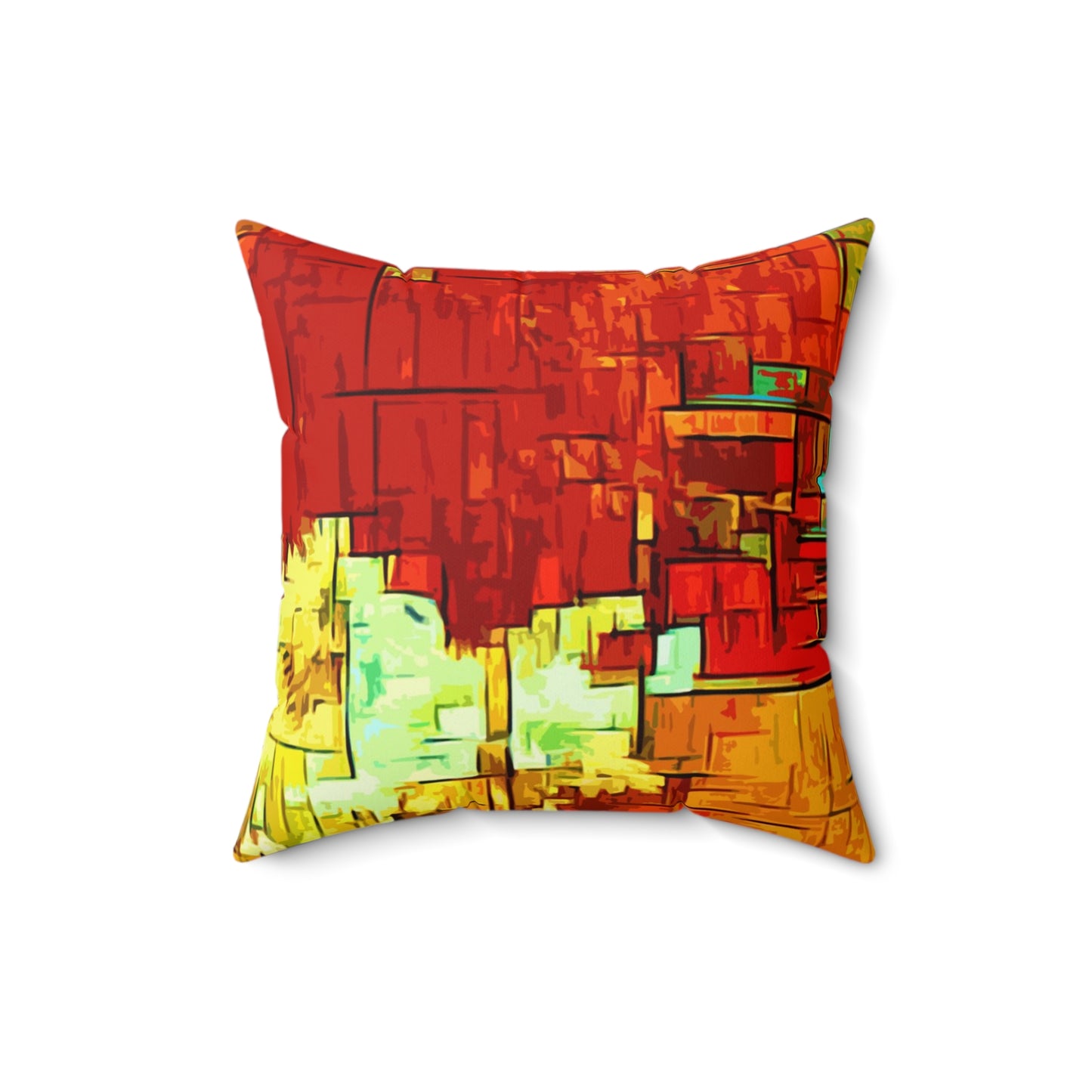 Red Flowers Faux Suede Square Pillow