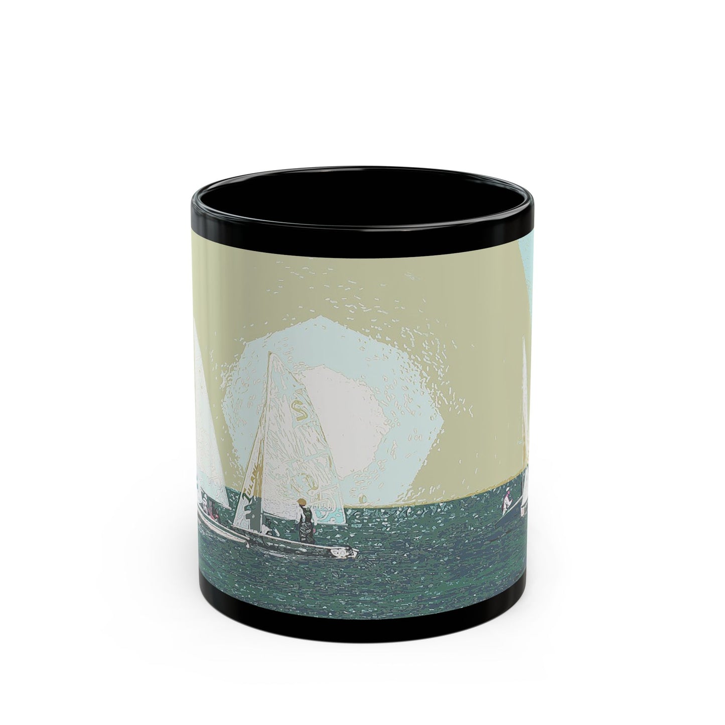 Sailing Race- 11 oz or 15 oz Ceramic Black Mugs
