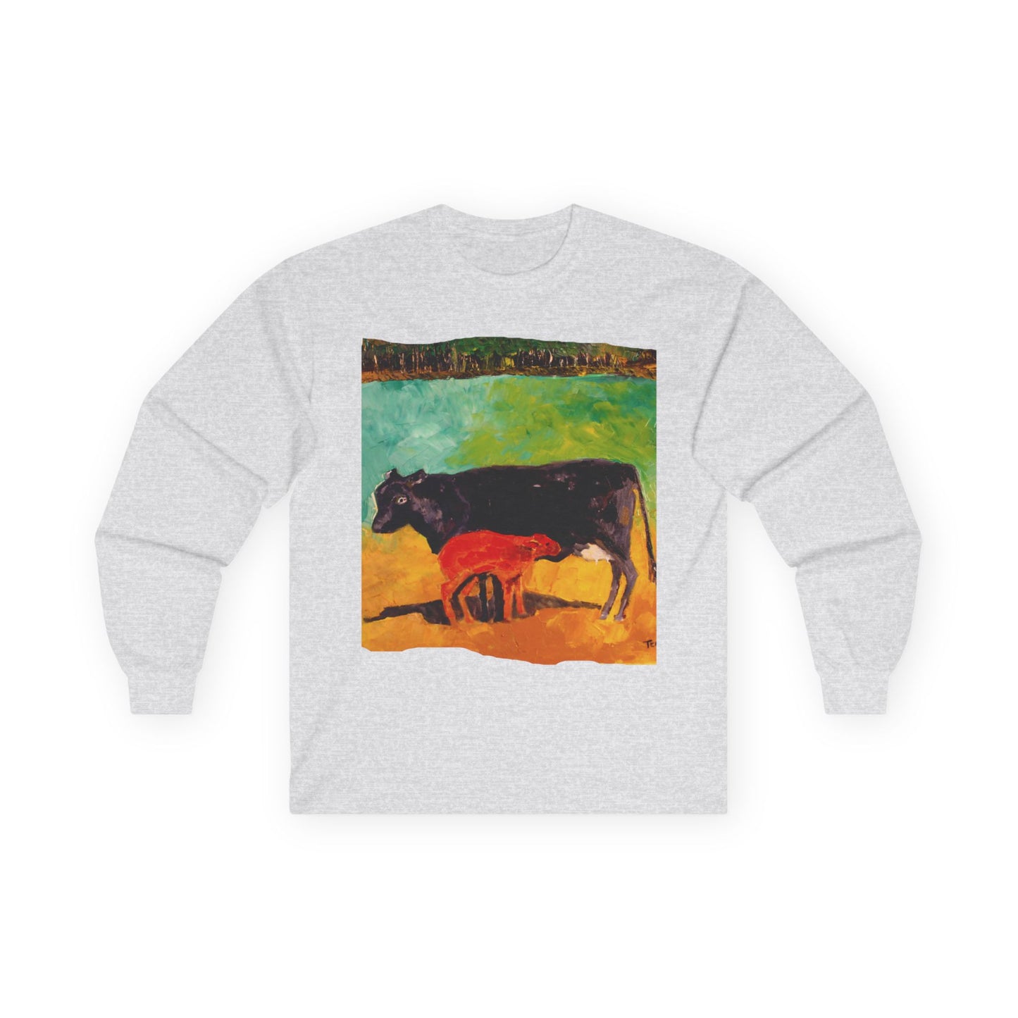 "Allisons Cow and Calf" Long Sleeve Casual Unisex Tee Shirt