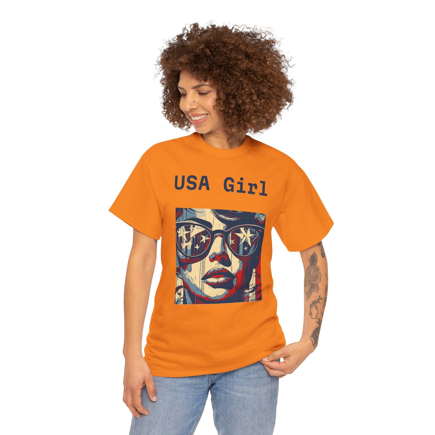 "USA Girl" - Amazing Unisex Heavy Cotton Short Sleeve Tee Shirts!