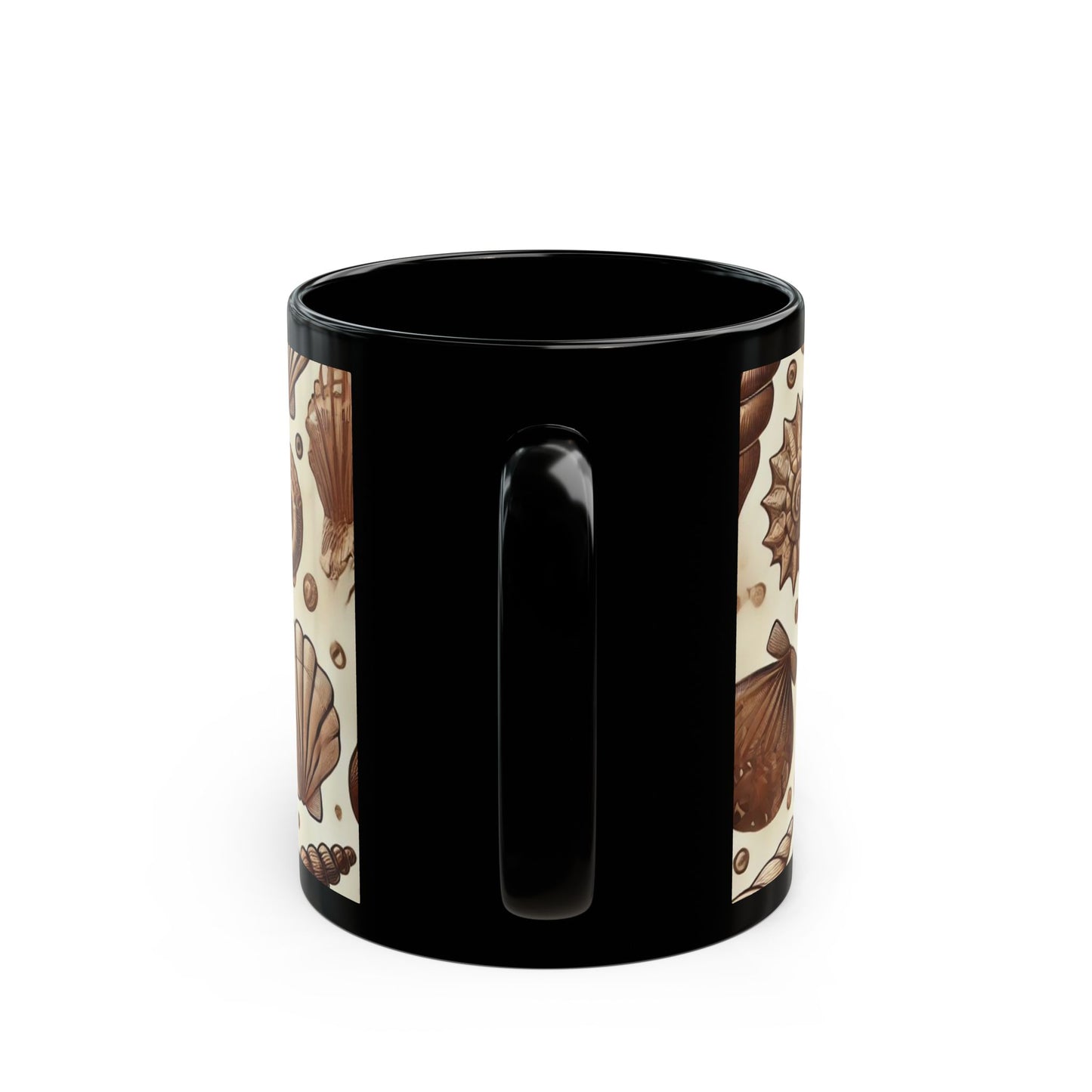 Brown Seashells- 11 oz or 15 oz Ceramic Black Mugs