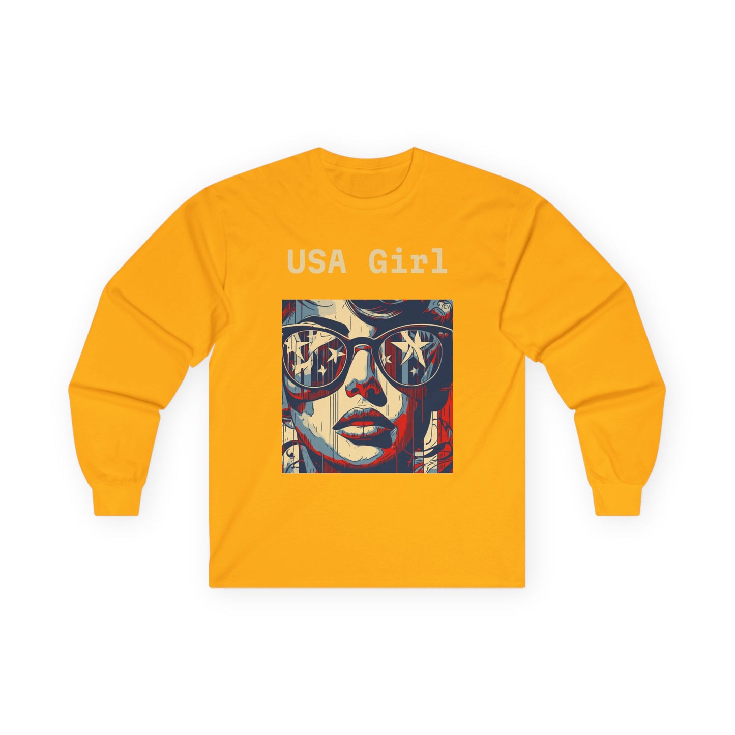 "USA Girl" Long Sleeve Casual Unisex Tee Shirt