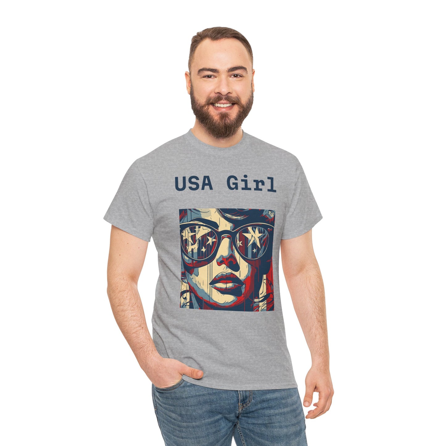 "USA Girl" - Amazing Unisex Heavy Cotton Short Sleeve Tee Shirts!