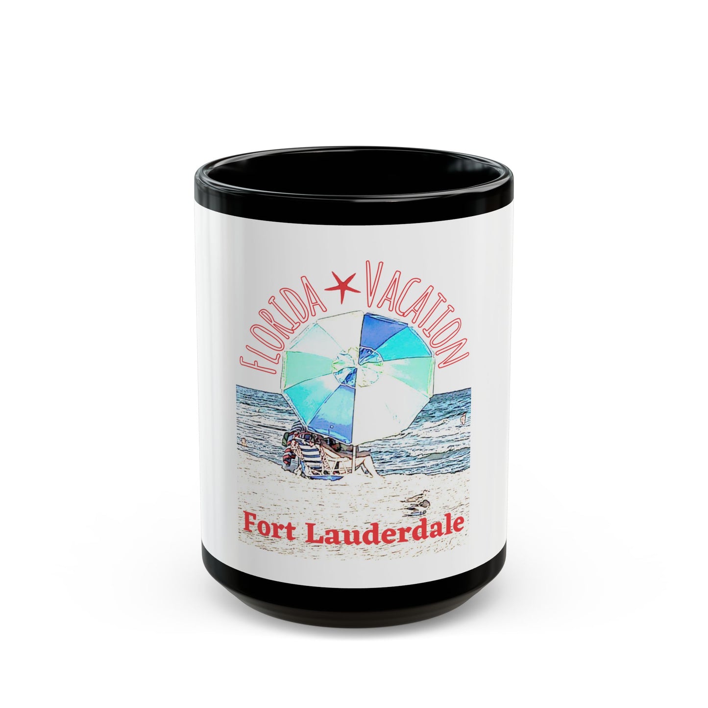 Florida Vacation Fort Lauderdale - 11 oz or 15 oz Ceramic Black Mugs
