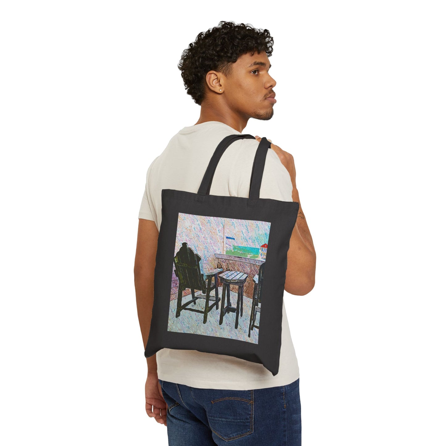 "Back Porch Dreaming" Stylish Cotton Canvas Tote Bag, Eco-Friendly Shopping Bag, Art Tote, Gift for Her, Tote for Every Occasion