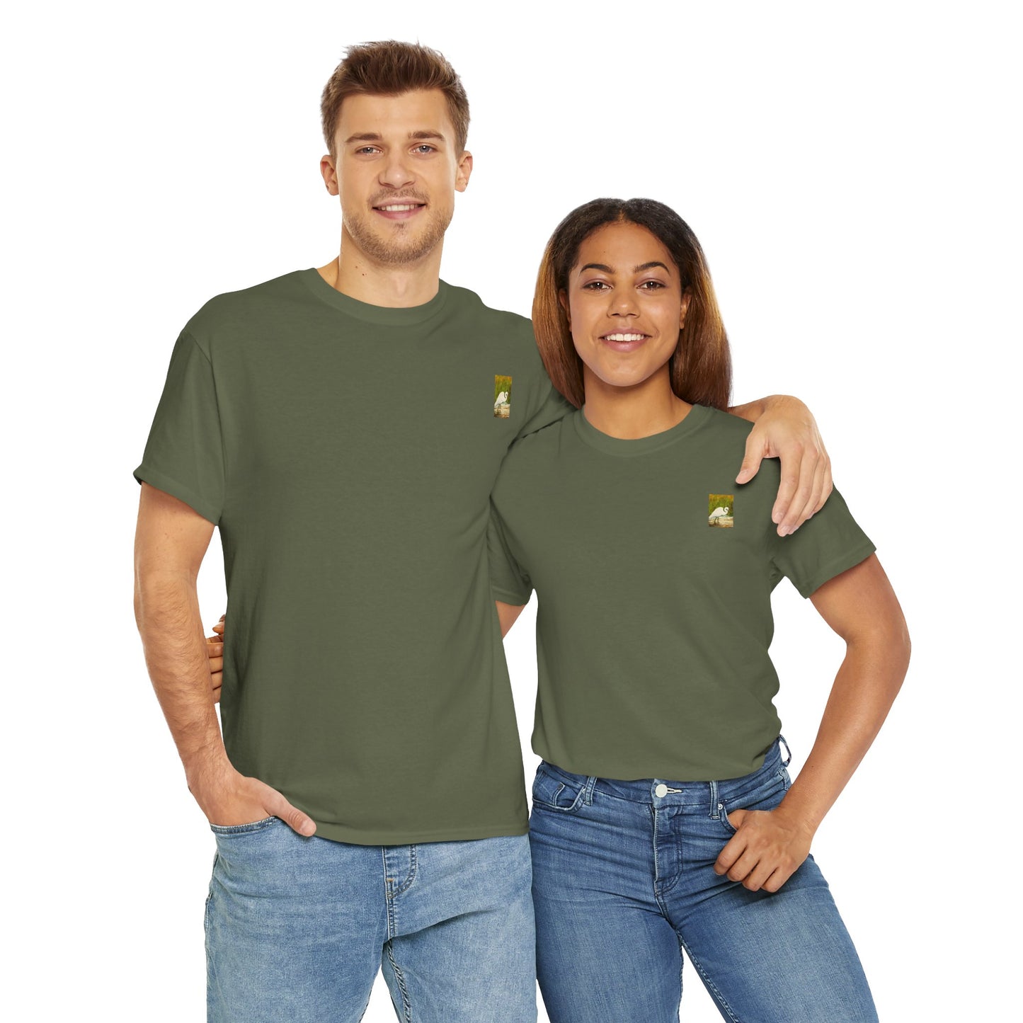 White Egret- Amazing Unisex Heavy Cotton Short Sleeve Tee Shirts!