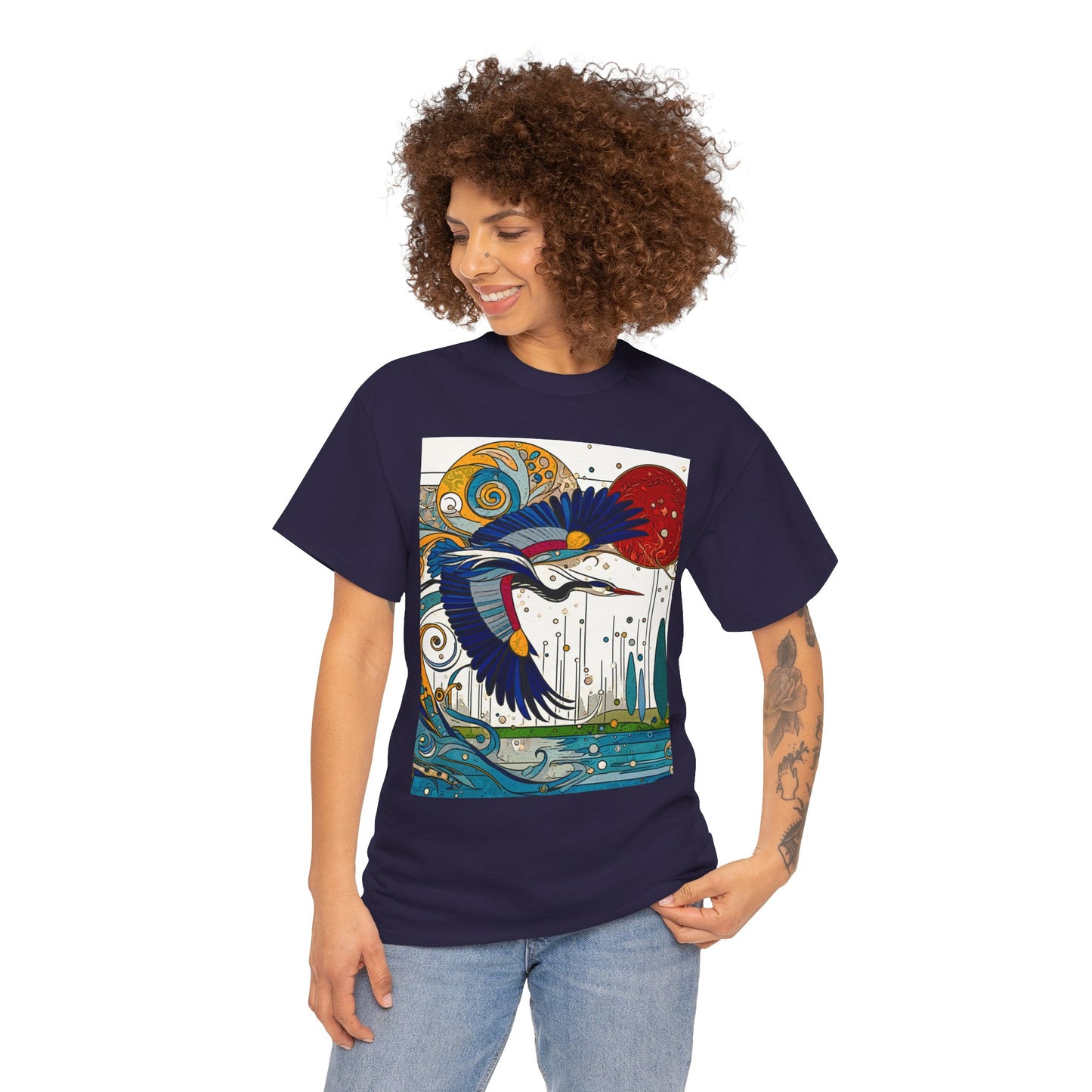 Blue Heron - Amazing Unisex Heavy Cotton Short Sleeve Tee Shirts!