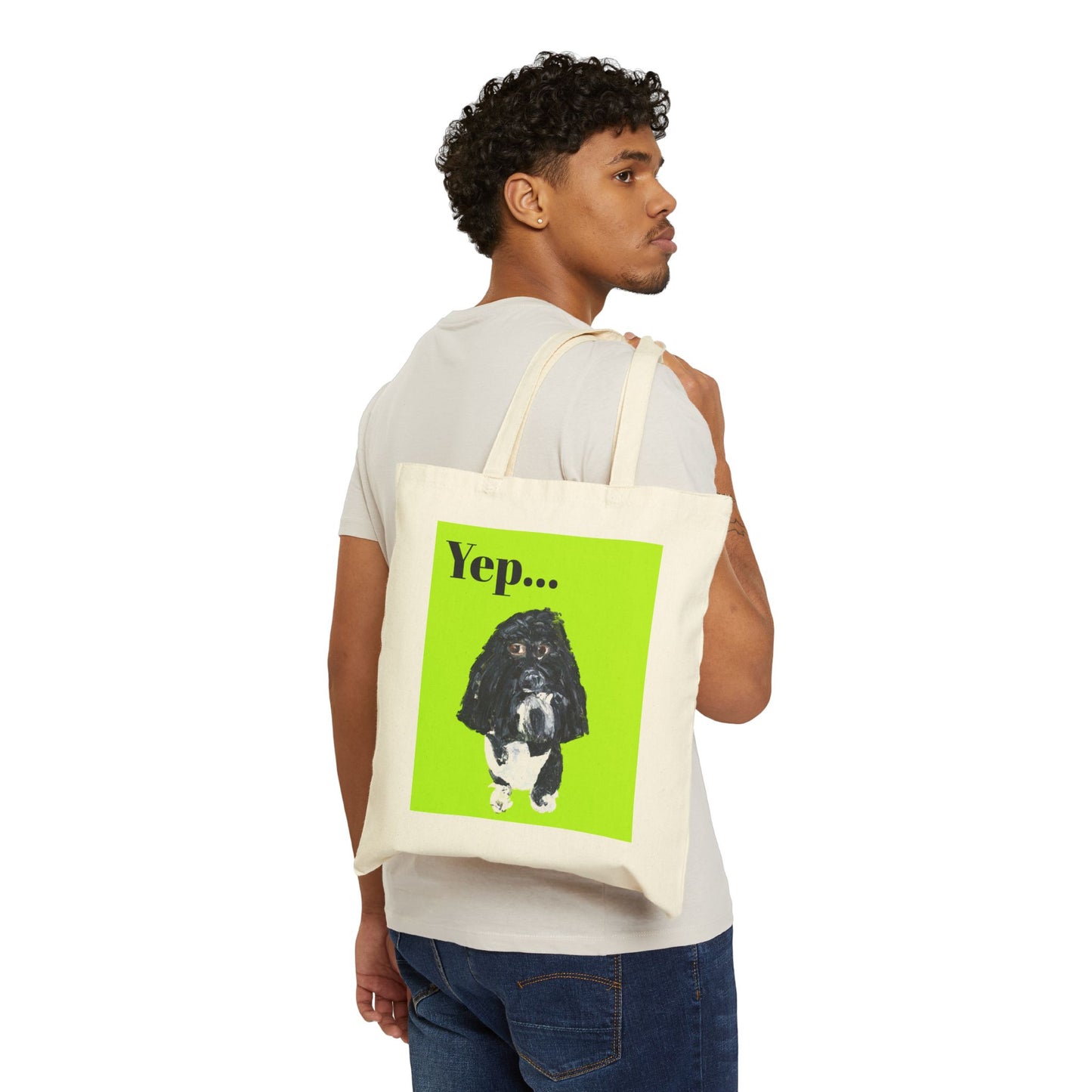 "Yep... Dog" Stylish Cotton Canvas Tote Bag, Eco-Friendly Shopping Bag, Art Tote, Gift for Her, Tote for Every Occasion