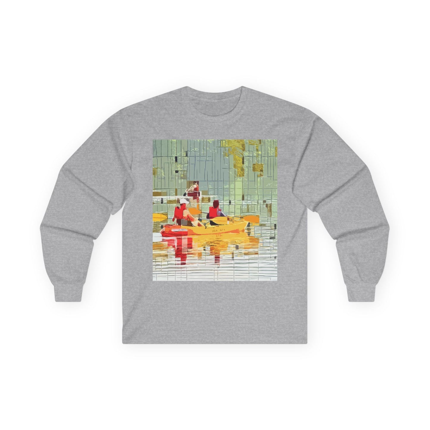 "Kayak in the River" Long Sleeve Casual Unisex Tee Shirt