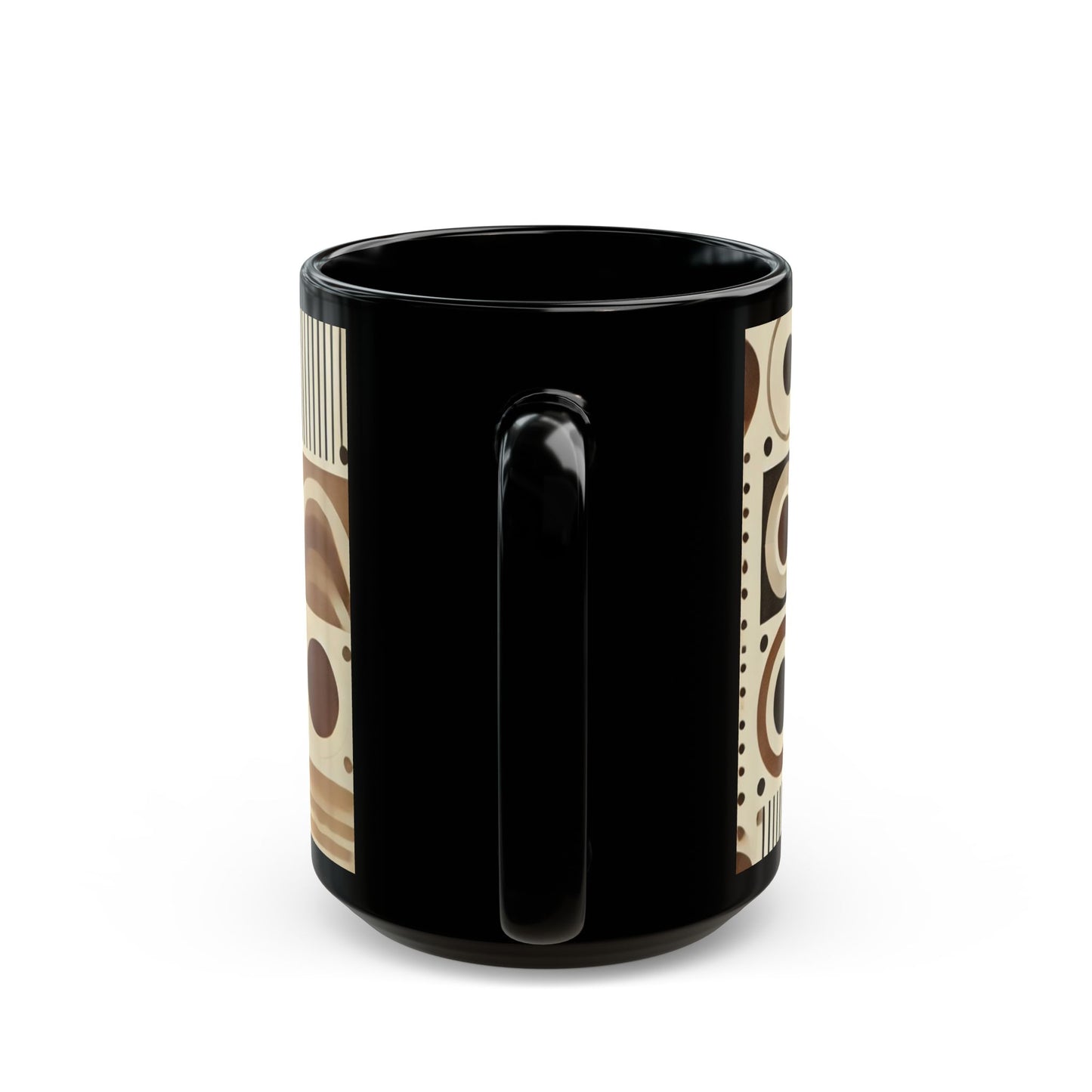 Brown Geometric - 11 oz or 15 oz Ceramic Black Mugs