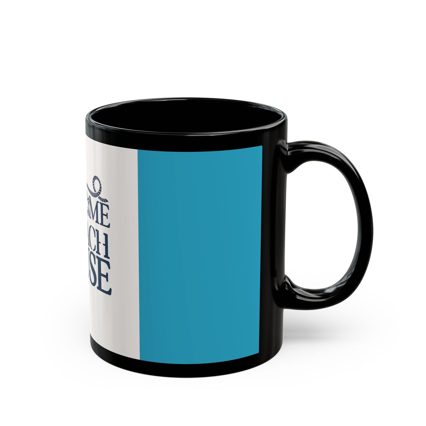 Blue Welcome to our Beach House - 11 oz or 15 oz Ceramic Black Mugs