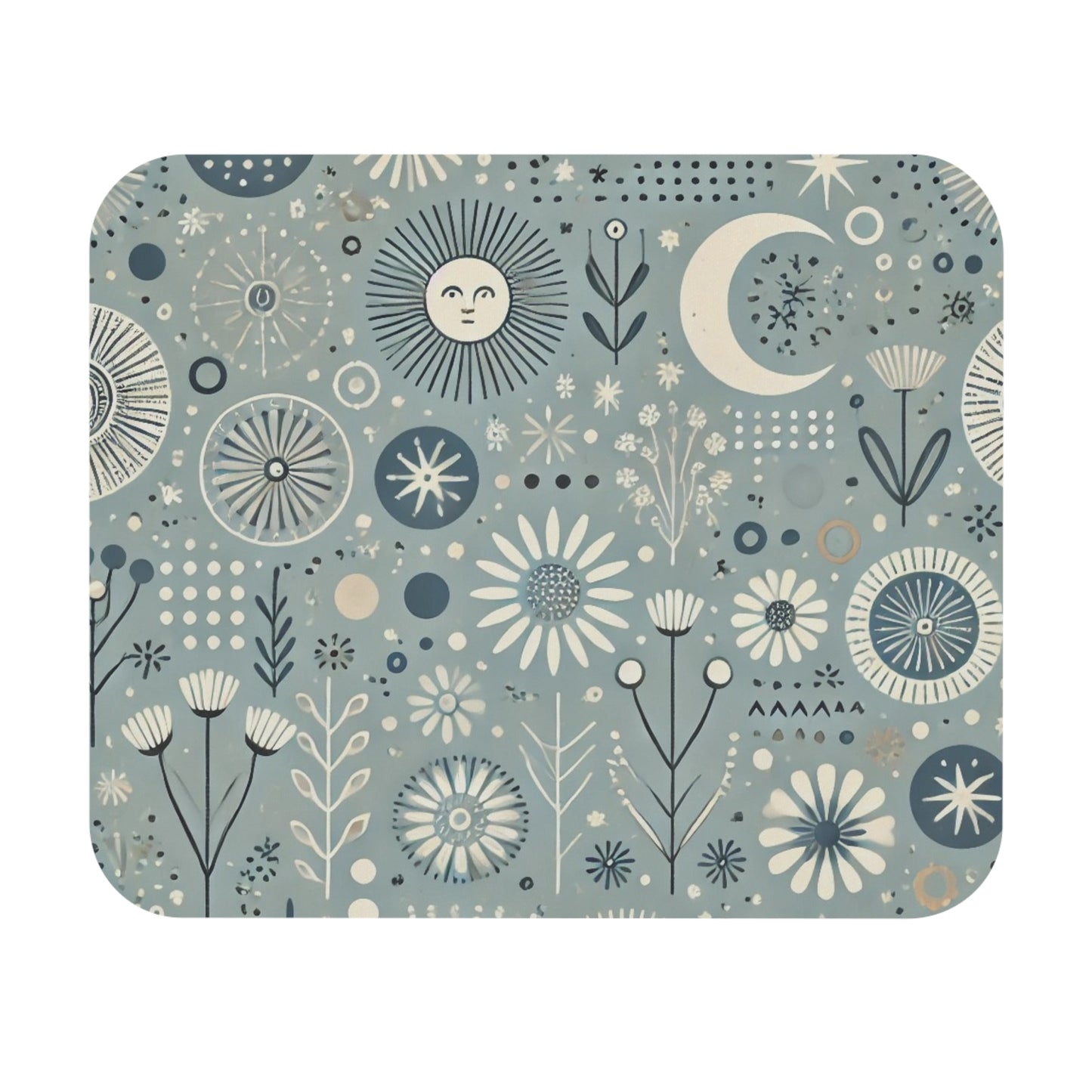 Sun, Moon, and Flowers Mousepad