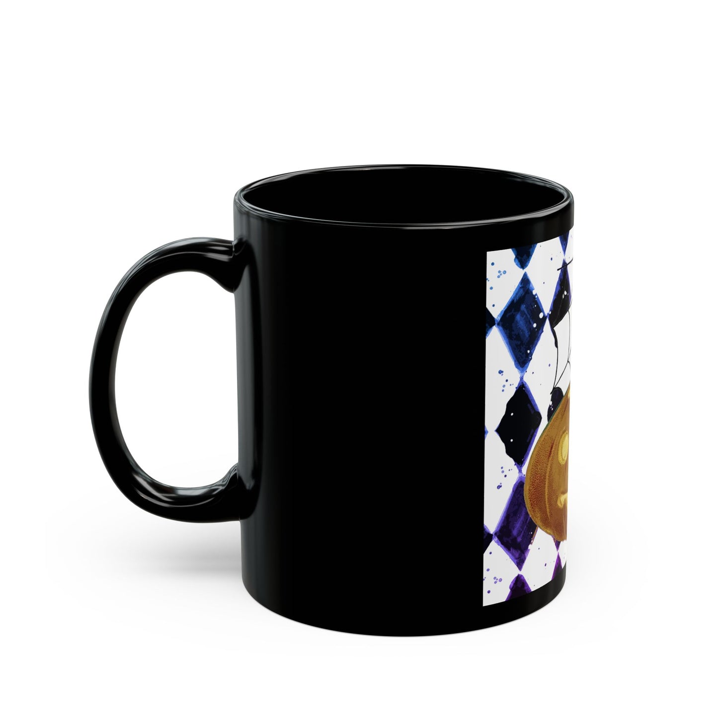 Scary Halloween Pumpkin and Spider - 11 oz or 15 oz Ceramic Black Mugs
