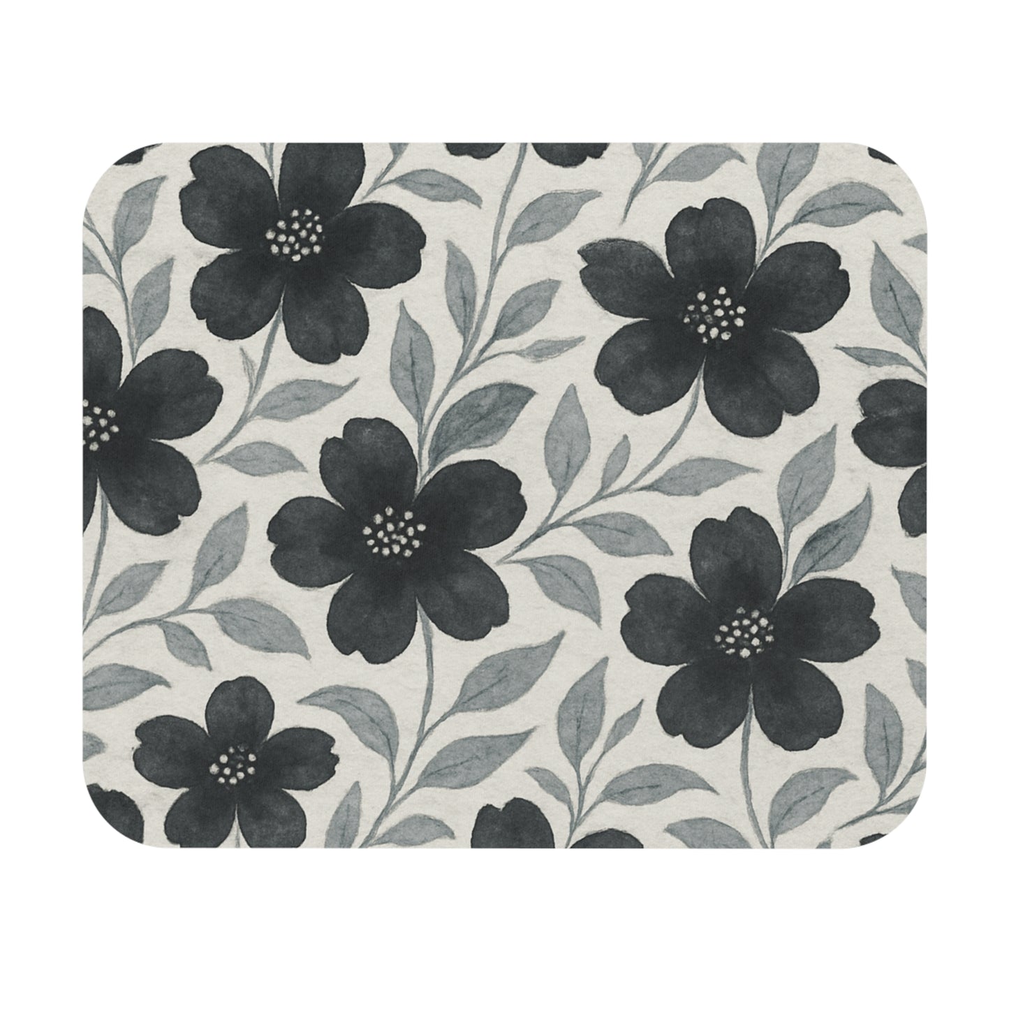 Black with Silver Flowers Mousepad