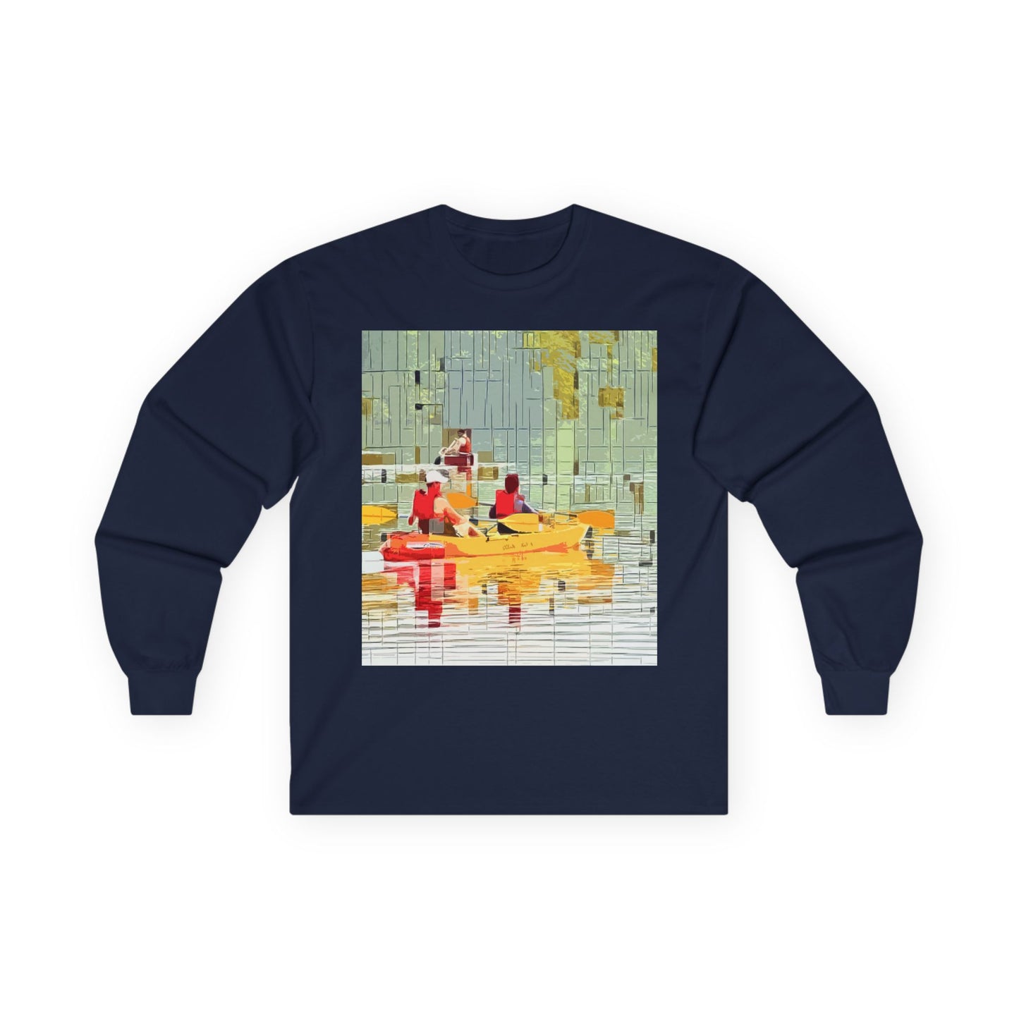 "Kayak in the River" Long Sleeve Casual Unisex Tee Shirt