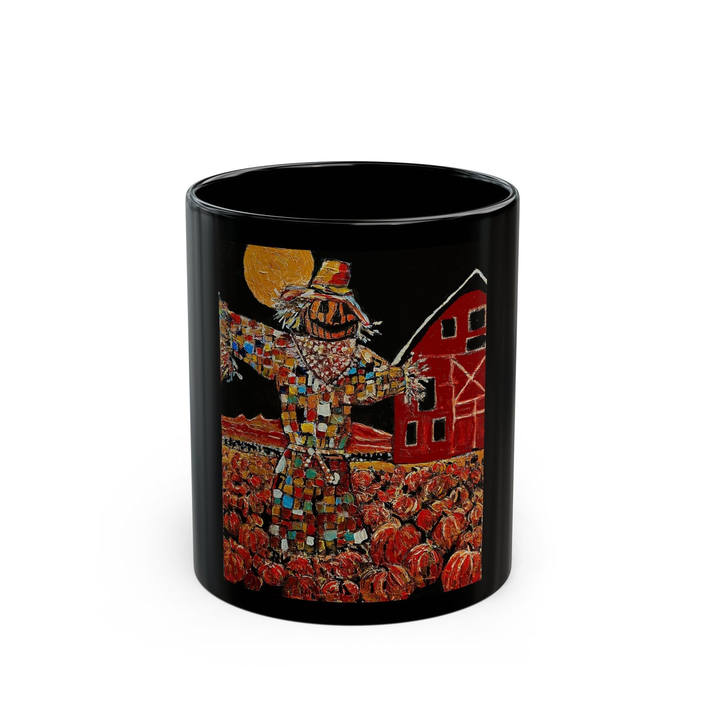 Scary Scarecrow - 11 oz or 15 oz Ceramic Black Mugs