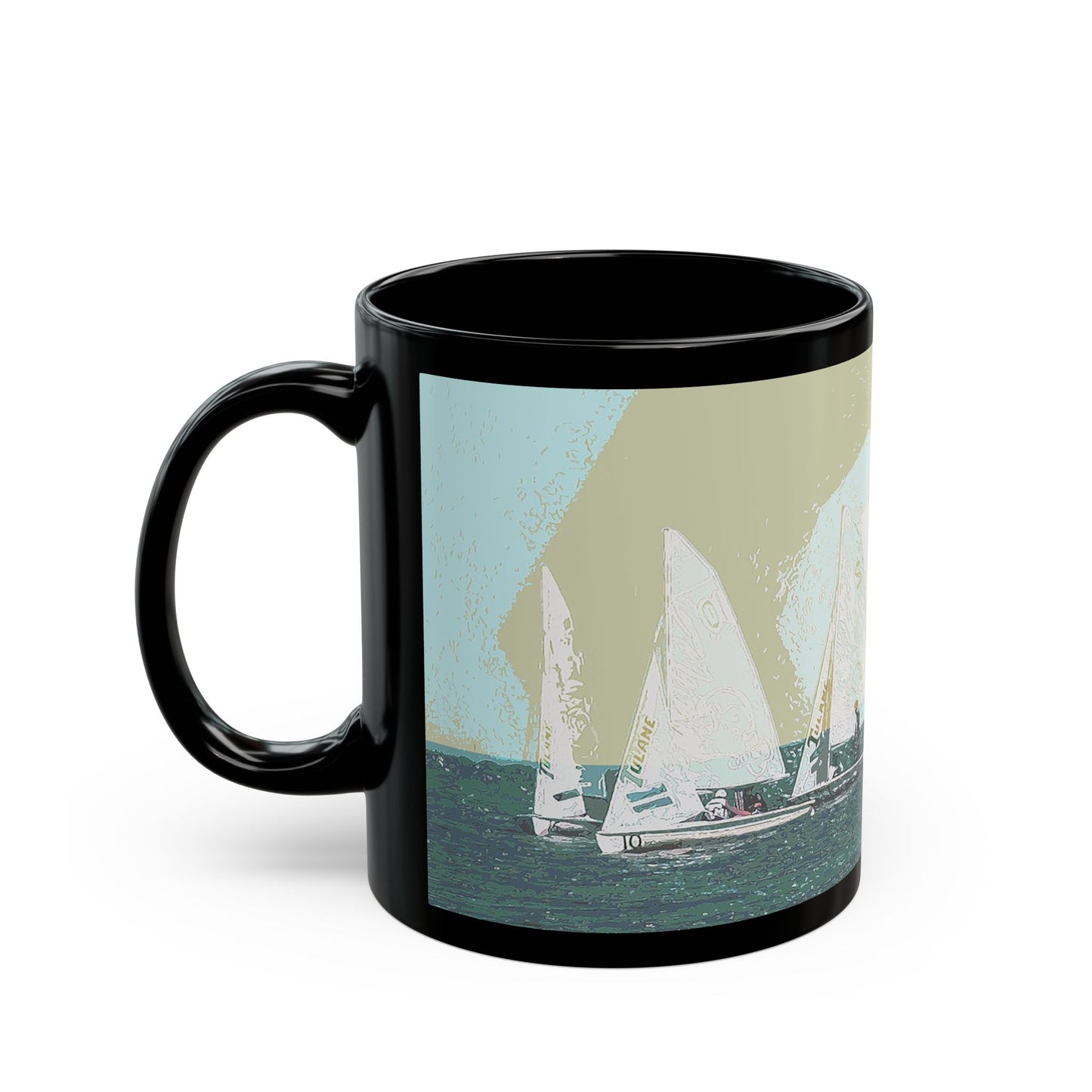 Sailing Race- 11 oz or 15 oz Ceramic Black Mugs
