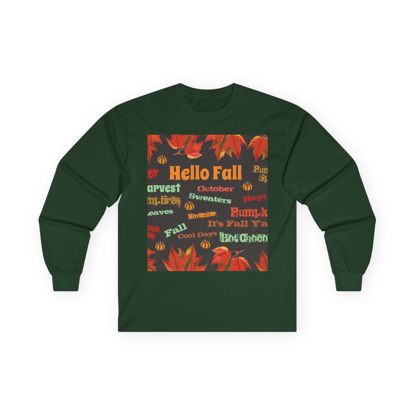 "Hello Fall" Long Sleeve Casual Unisex Tee Shirt