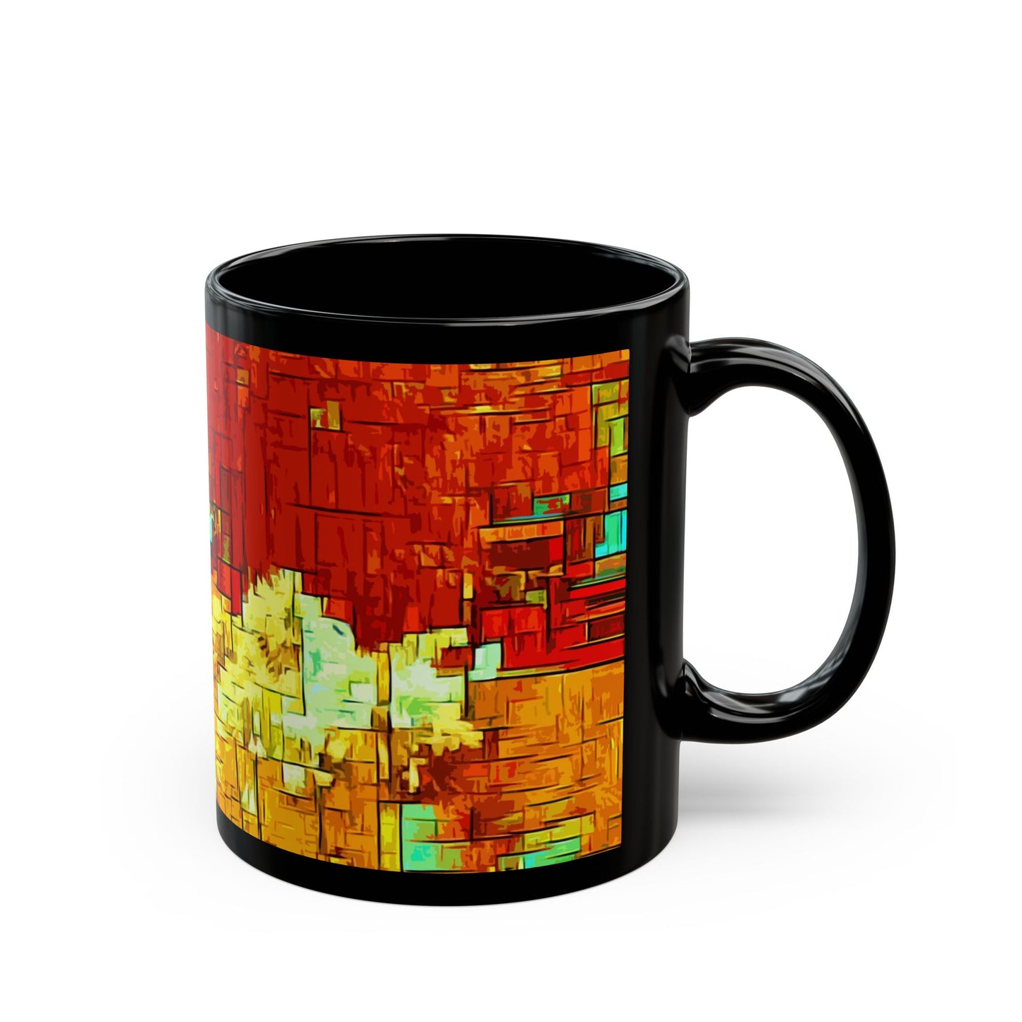 Modern Flowers- 11 oz or 15 oz Ceramic Black Mugs